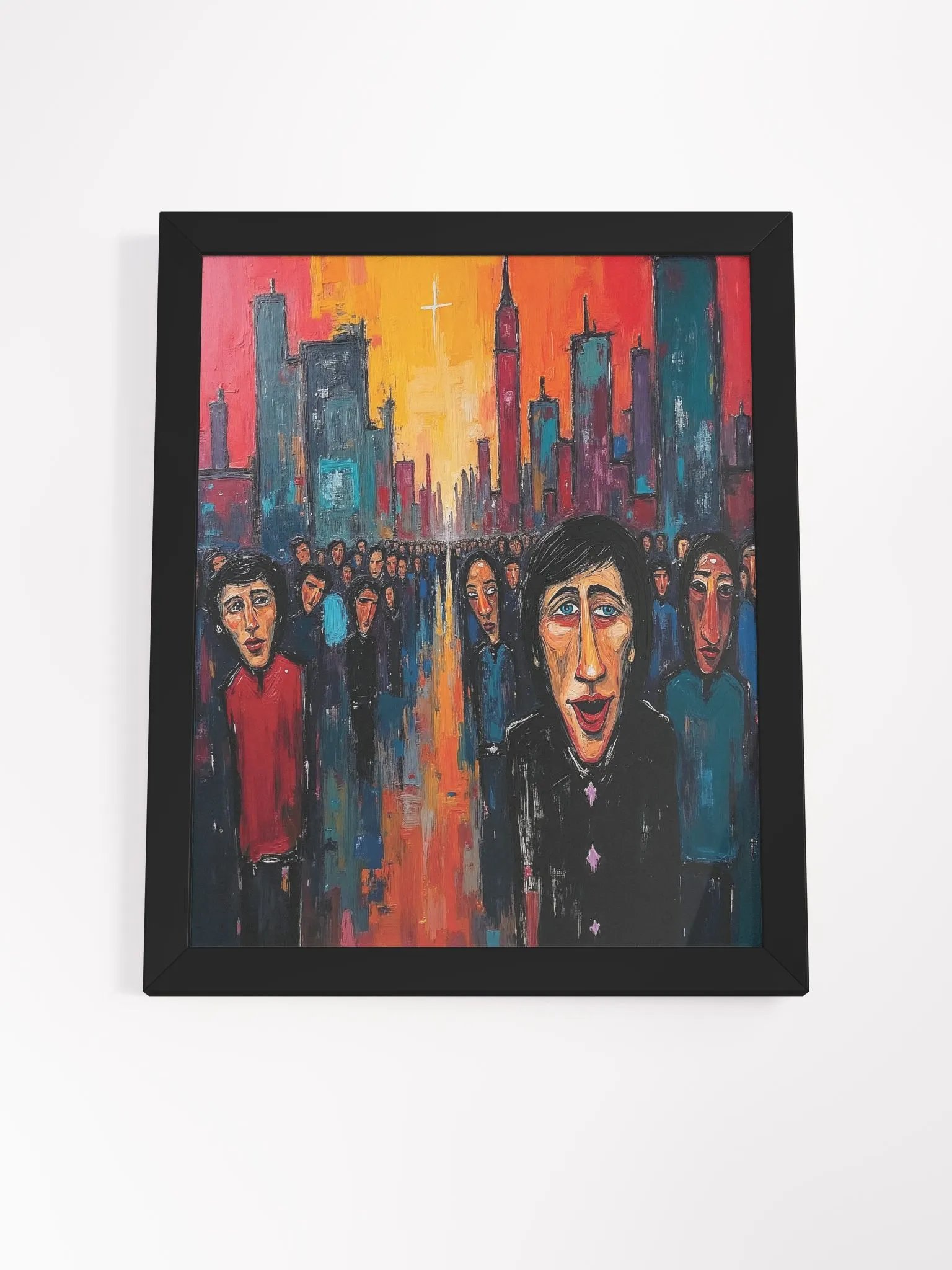 Vibrant Cityscape Crowd Framed Print product image (5)