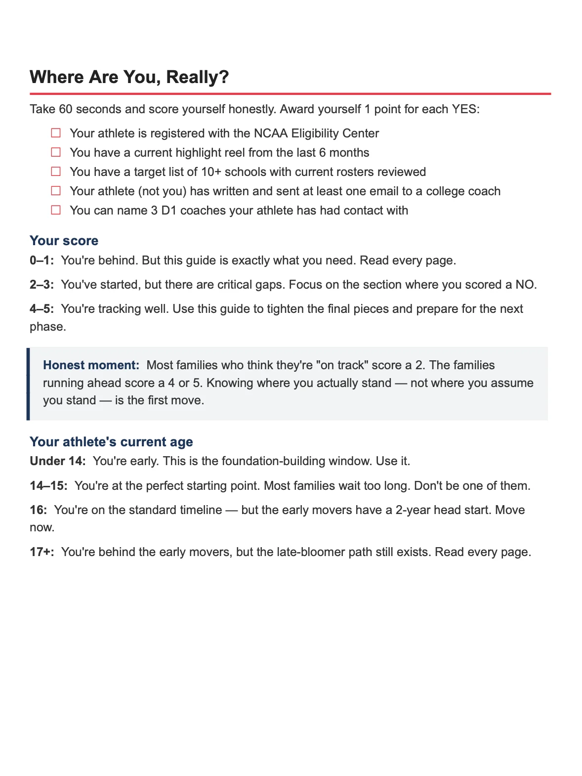 FREE: D1 Recruiting Checklist — Where Are You, Really? product image (3)
