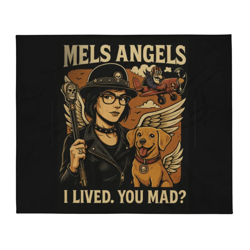 Mel’s Angels “I Lived. You Mad?” Throw Blanket product image (7)
