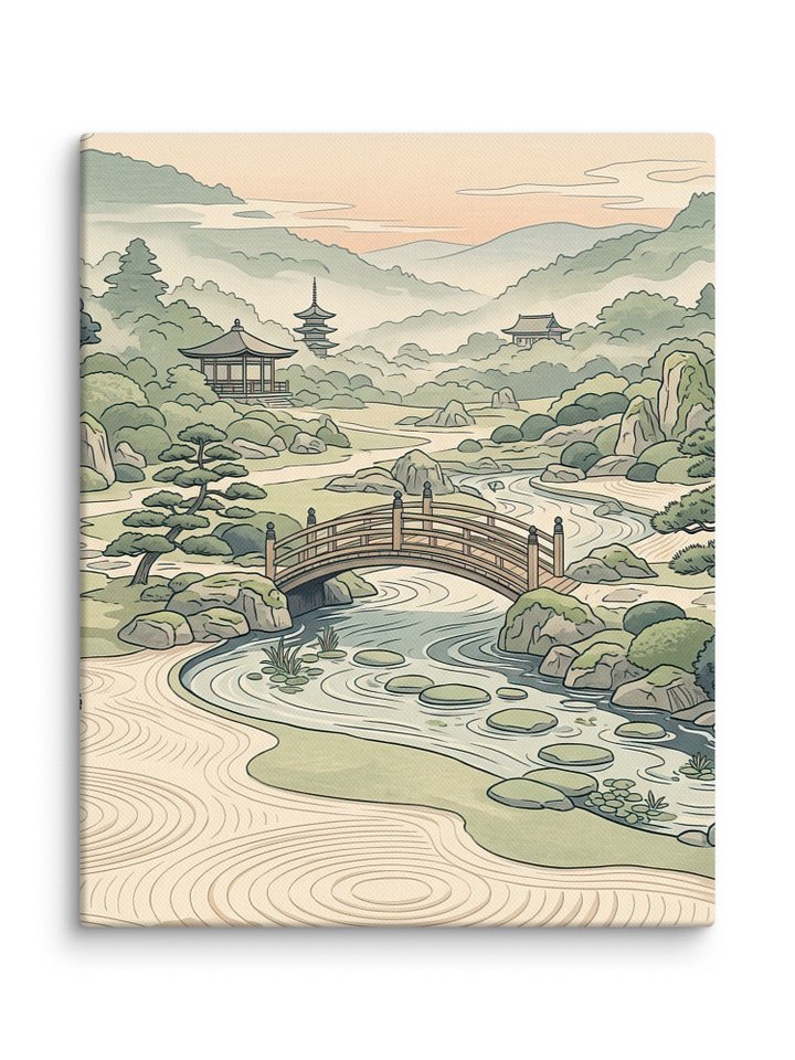 Tranquil Bamboo Bridge Canvas - Japandi Zen Minimalist Wall Art product image (1)