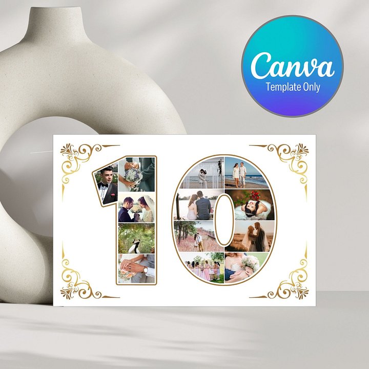 Ten Year Celebration Card Photo Collage Canva Template product image (1)