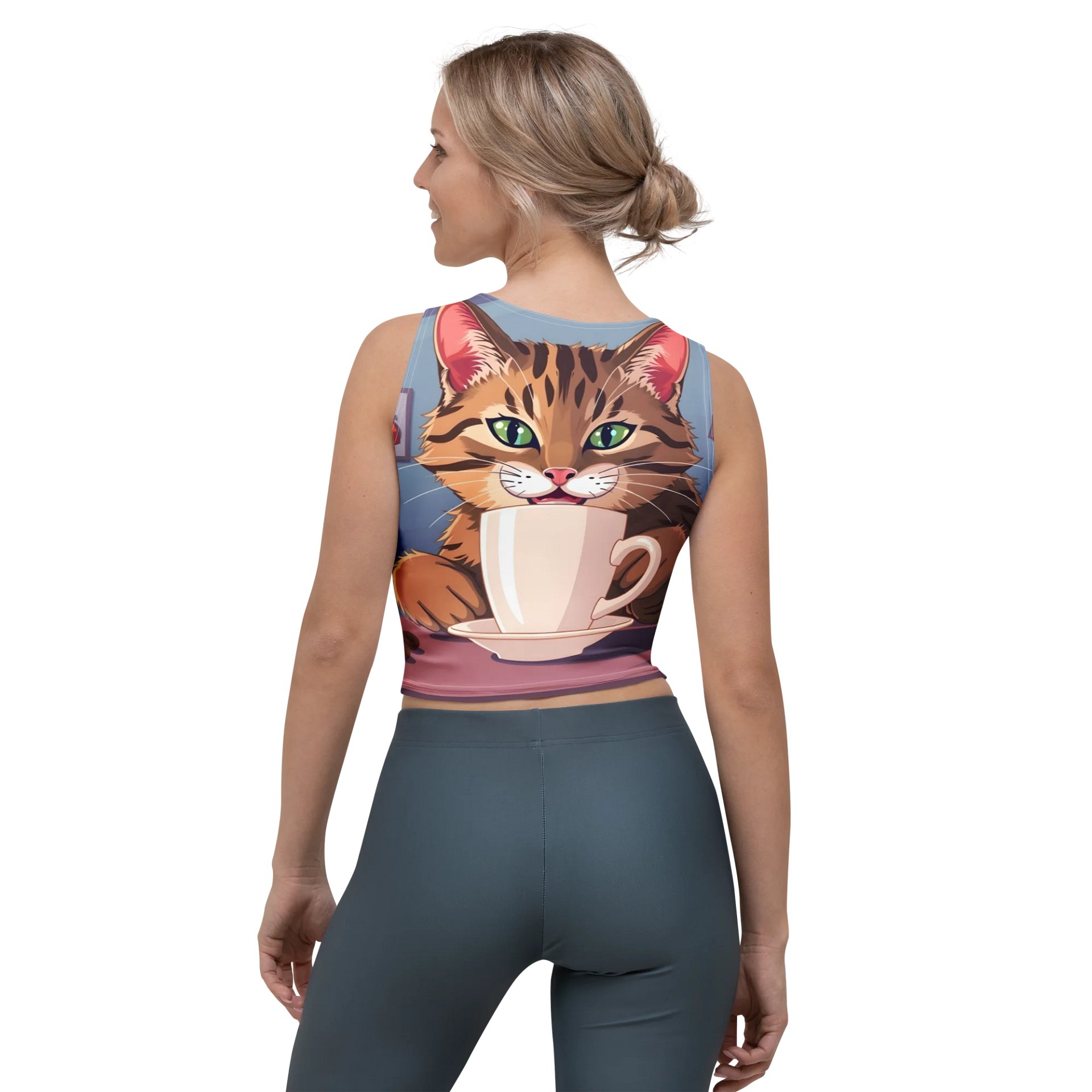 Crop Top T-Shirt-Caffeine Cat product image (2)