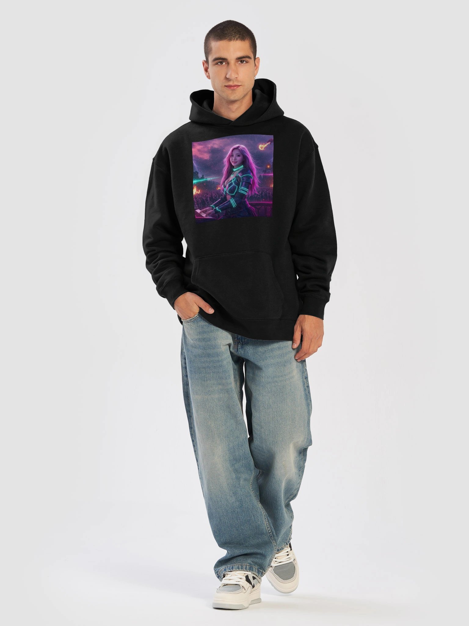 Deltasona Unisex Premium Hoodie (80% Cotton) - Black product image (5)