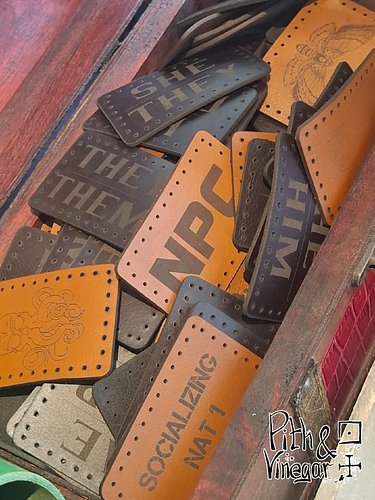 I've made a bunch of leather patches ready for UK Games Expo.

The stitch holes are already cut, so they’re nice and easy to ...