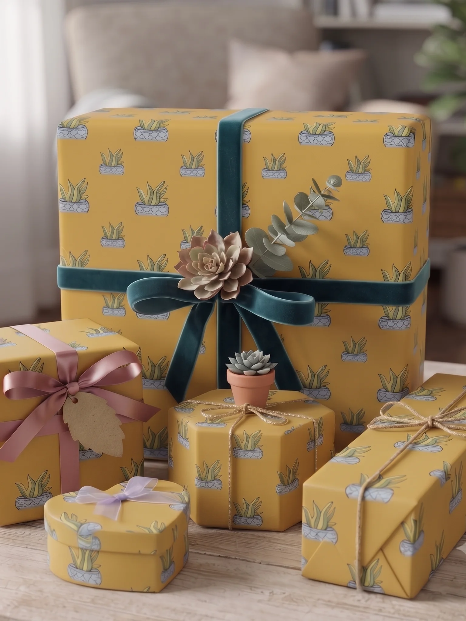 Aloe Vera Plant Botanical Classic Gift Wrap Roll, Matte or Glossy Finish product image (1)