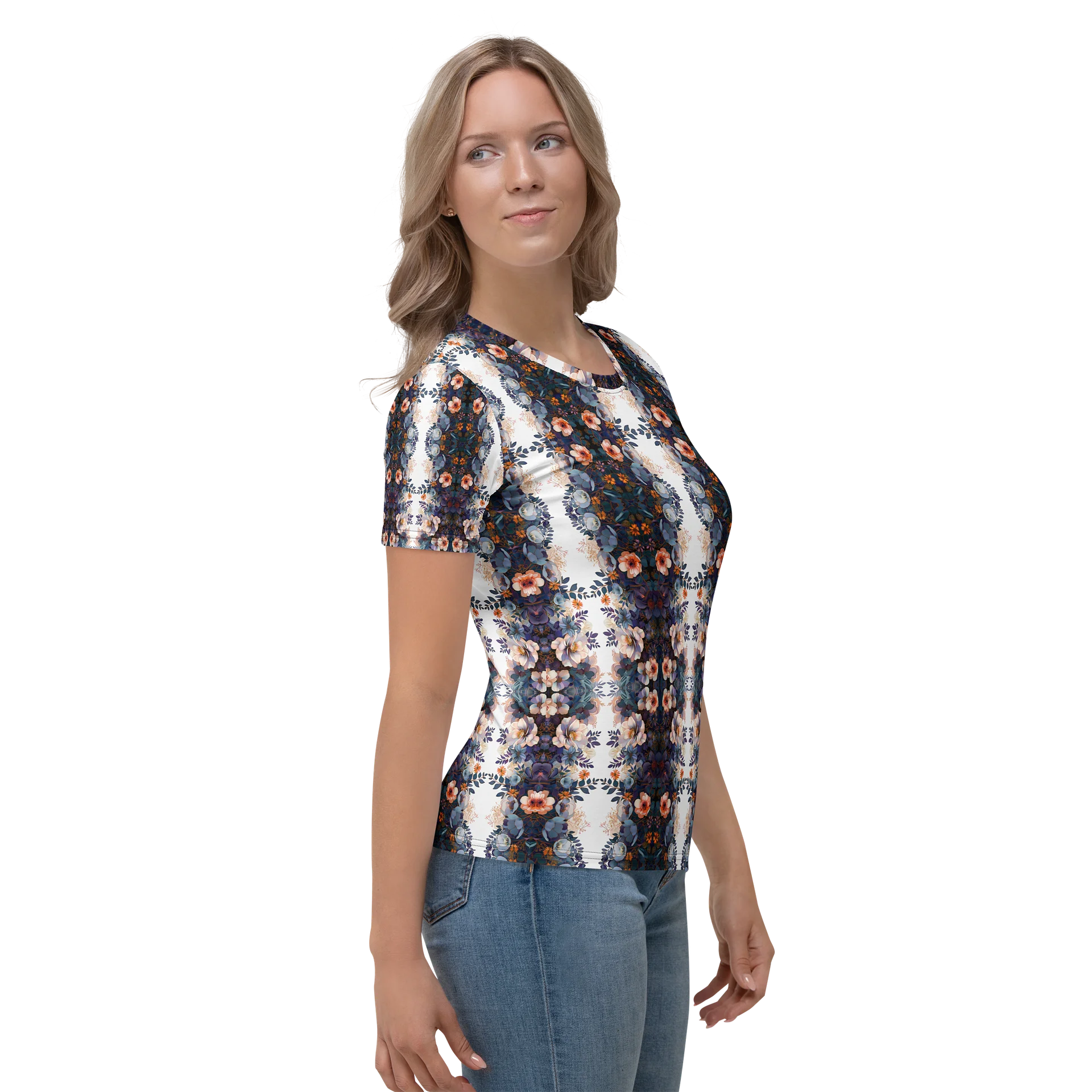 Floral Mirror: Elegantes Allover-Blumen-Shirt Women's T-Shirt product image (5)