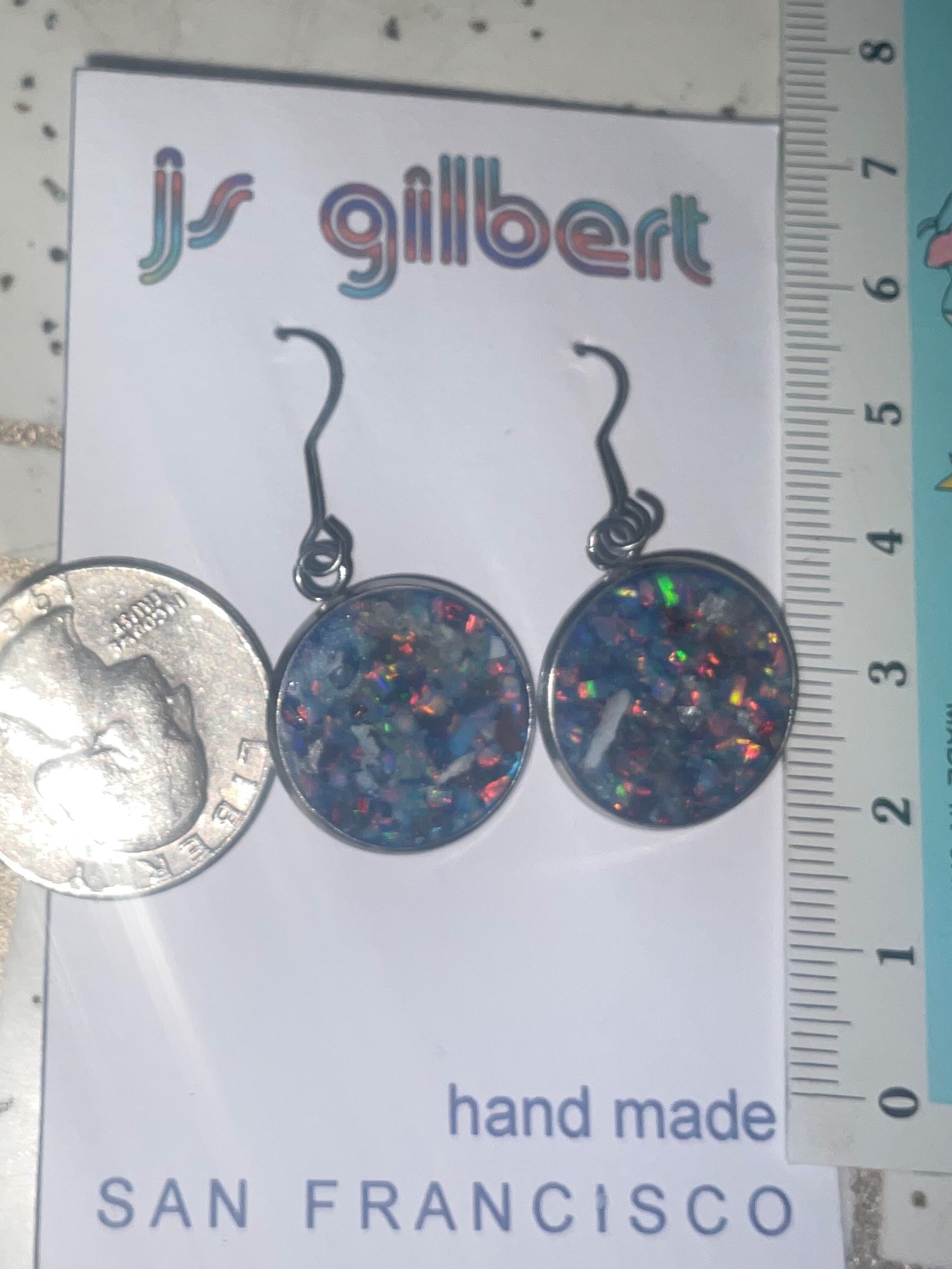 Mosaic Opal Disk dangle earrings product image (2)