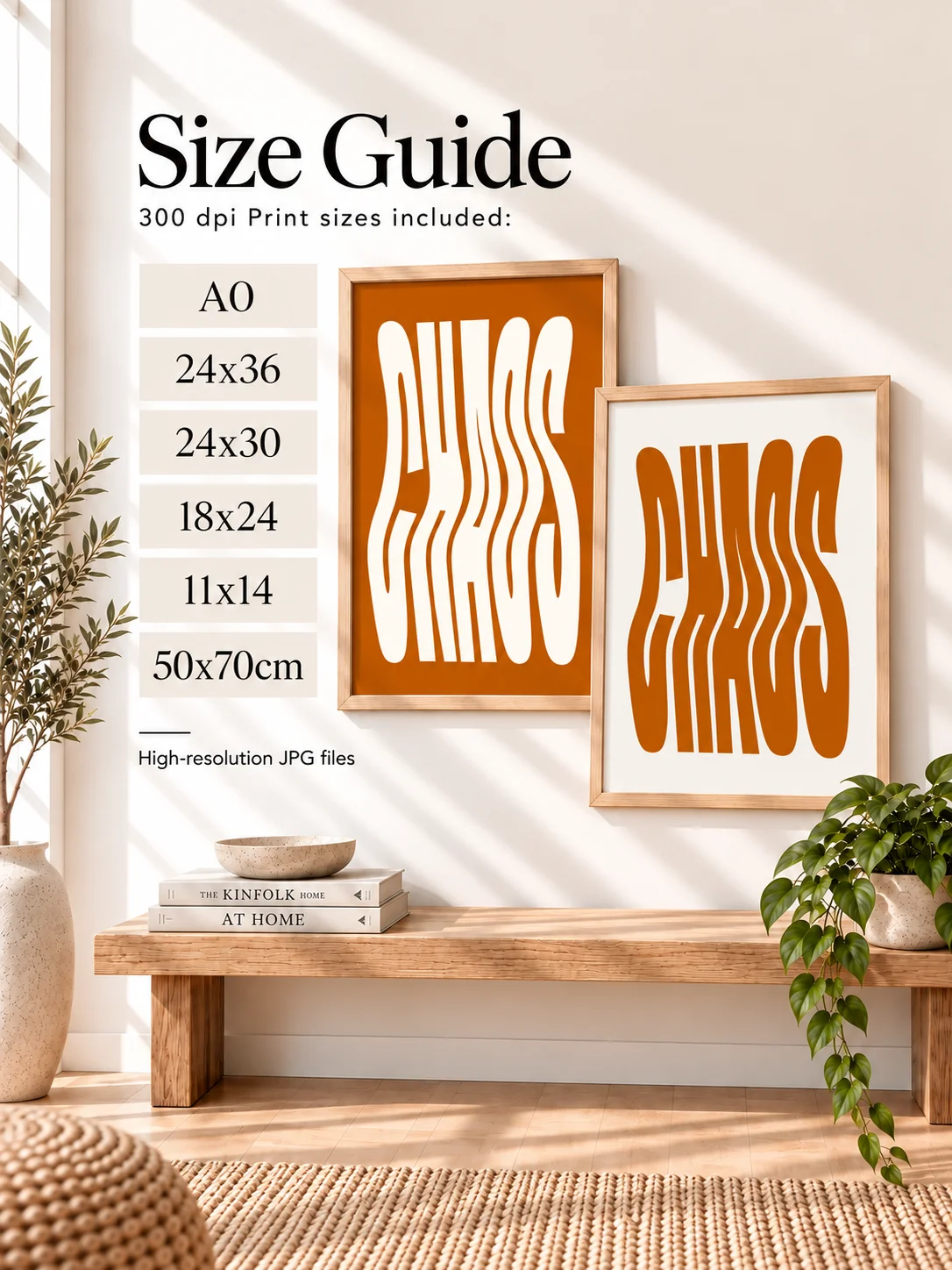 Chaos Wavy Typography Poster Orange Cream Retro Groovy Printable Wall Art Psychedelic Mid Century Dopamine Decor Digital Download product image (3)