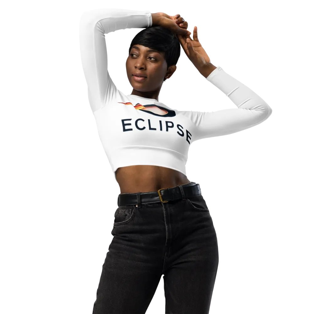 Eclipse Women's Recycled Long Sleeve Crop Top - UPF 50+, White product image (4)