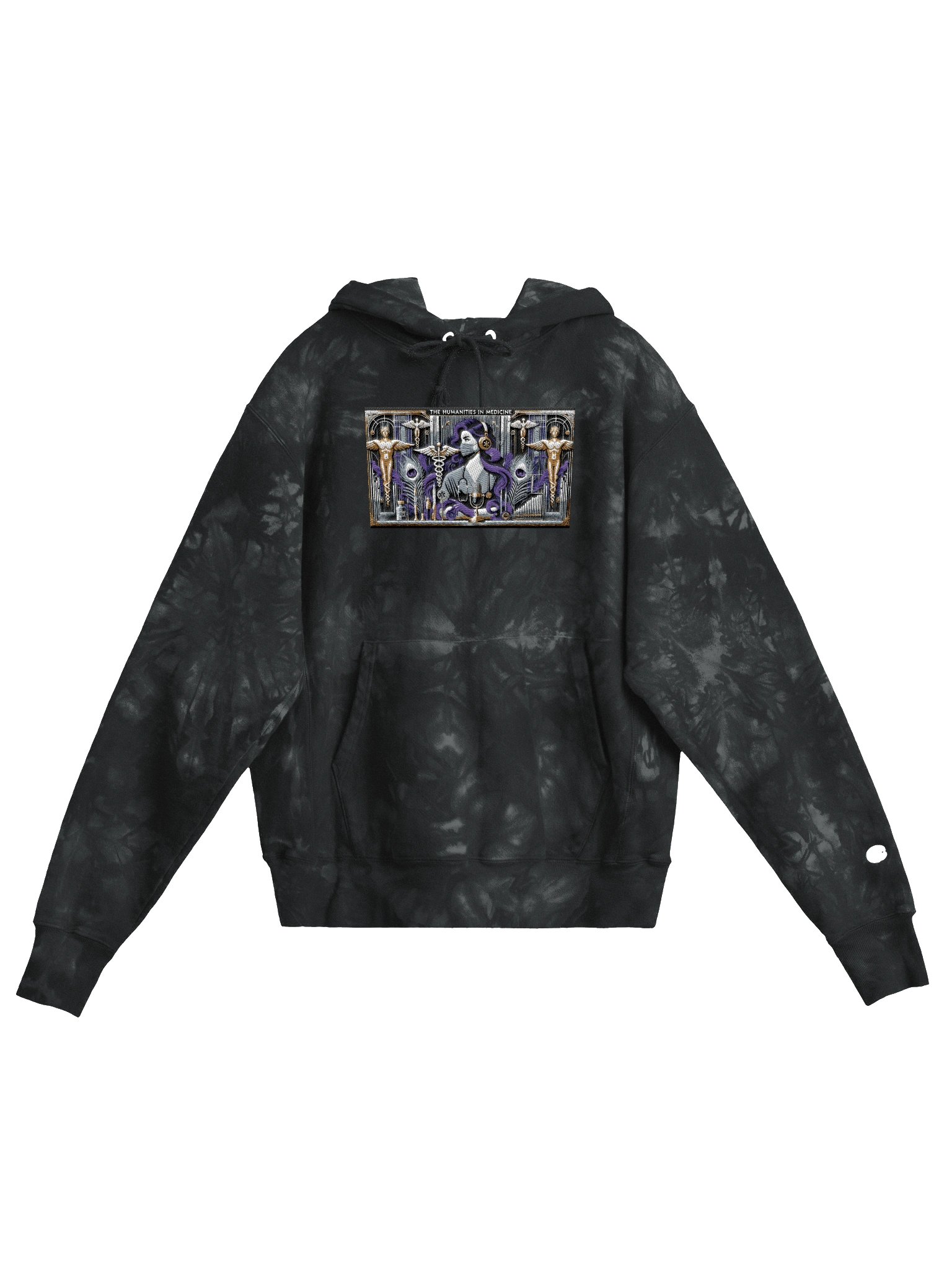 Champion Unisex Humanities In Medicine Caduceus Art Tie-Dye Surgical Podcast Hoodie product image (2)
