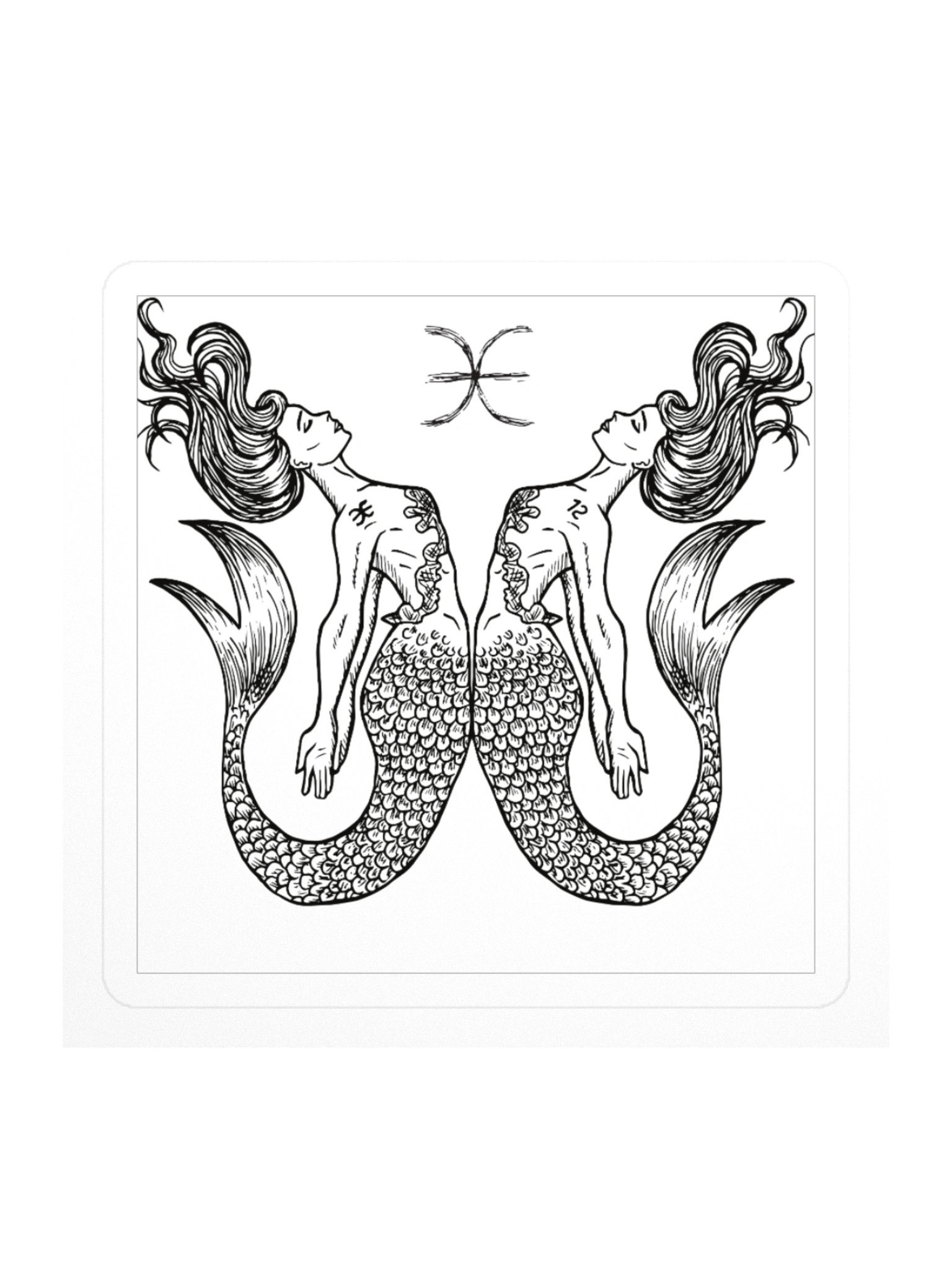 Pisces Zodiac Sticker — Symmetrical Twin Figure Design product image (1)