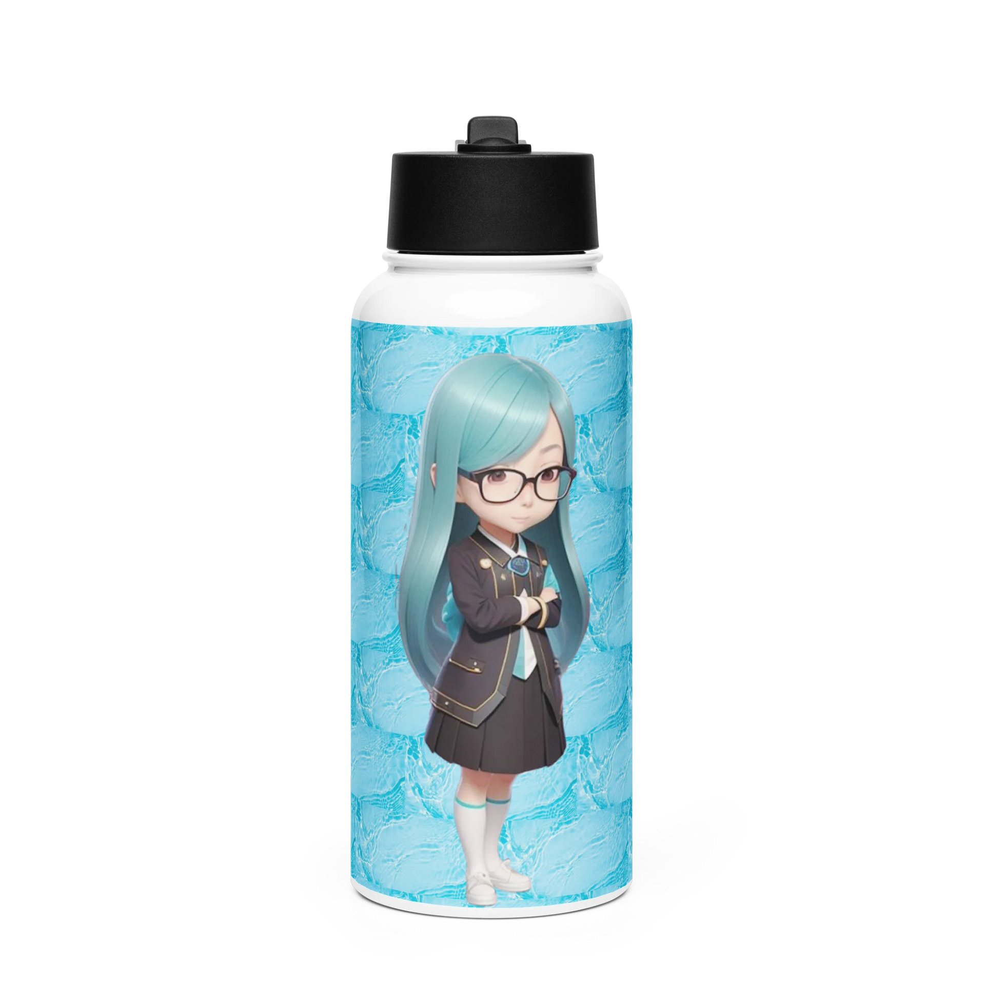 (AQUA CHIBI) K Stainless Steel Water Bottle with a Straw Lid product image (1)