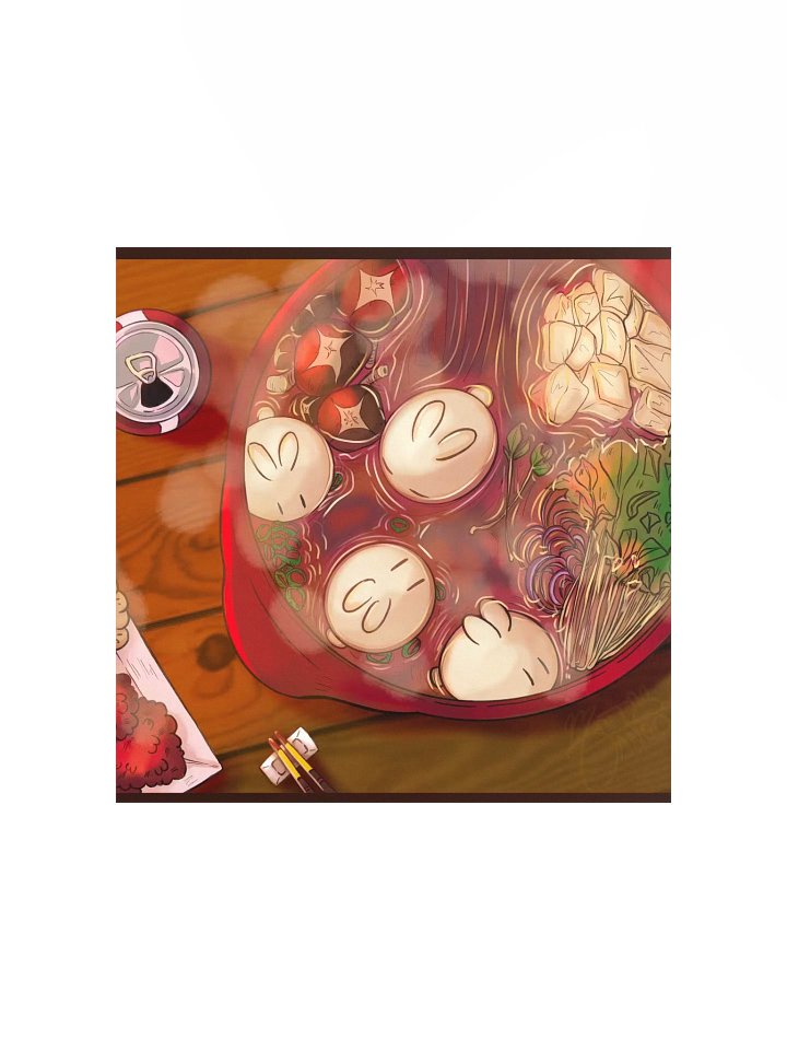 Hot Pot Dango Bunnys Square Print product image (1)