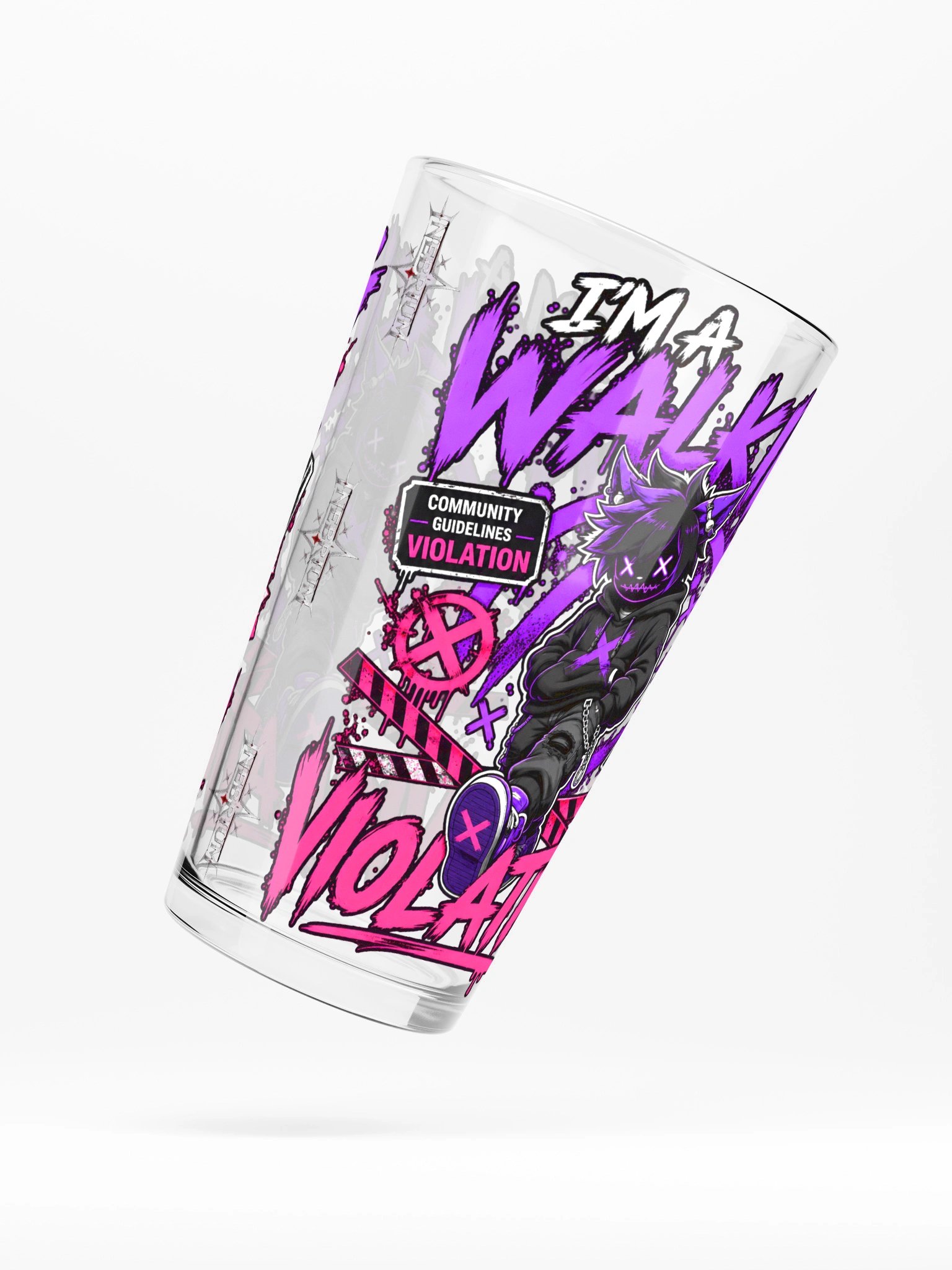 Walking Violation Neon Art Shaker Pint Glass product image (5)