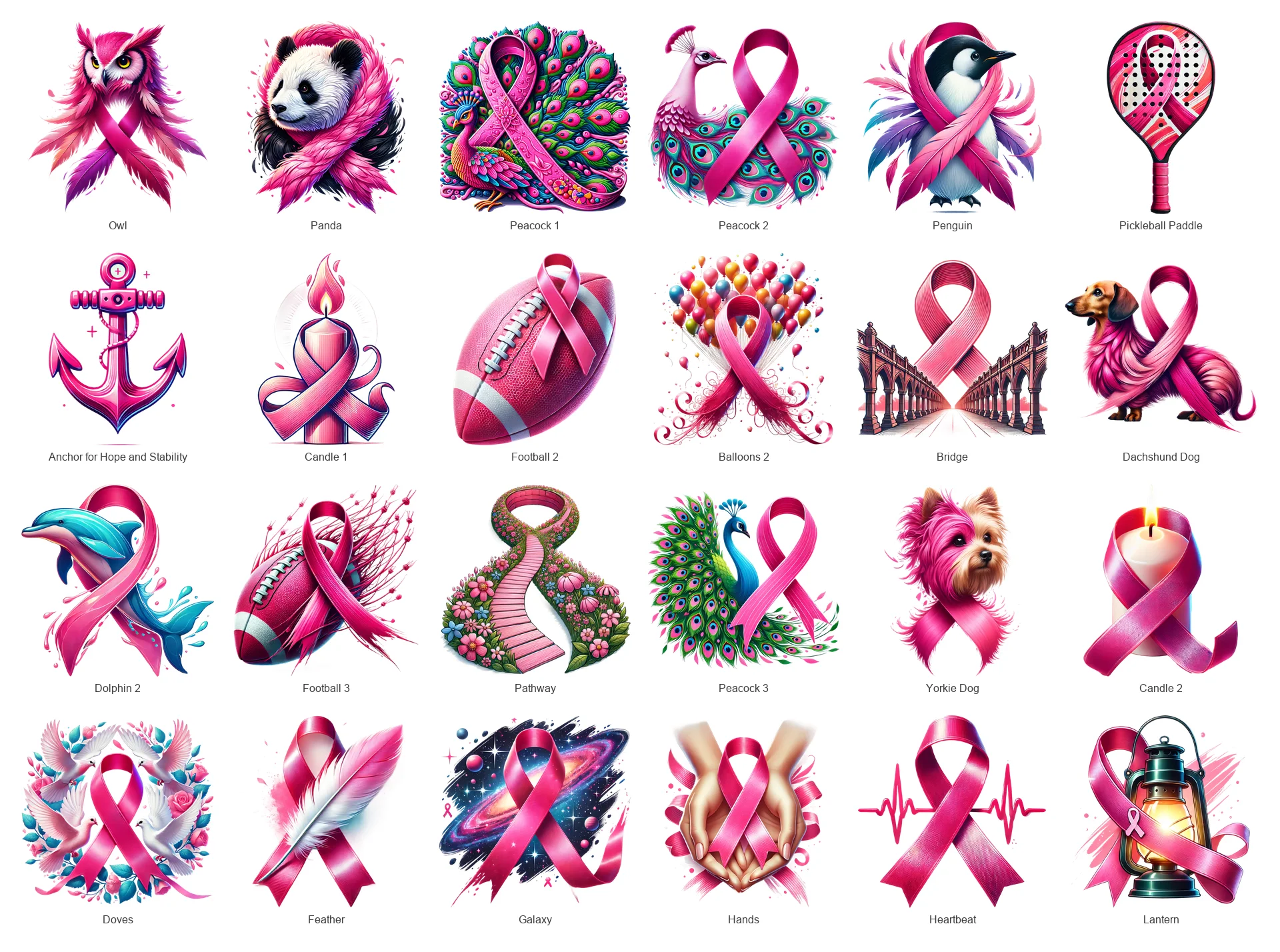 Pink Ribbon Breast Cancer PNG Bundle | 93 Designs | Commercial Use product image (4)