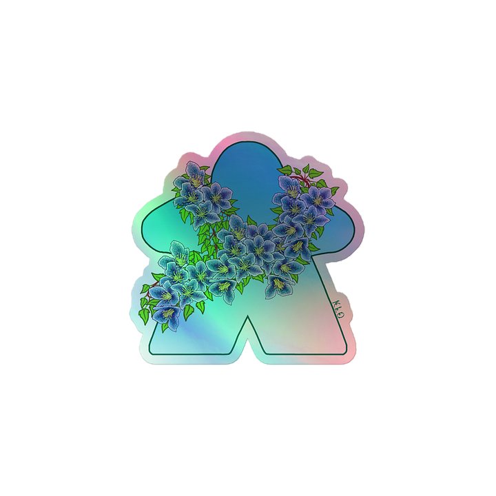 Blue Spring Flower Meeple Holographic Sticker product image (1)
