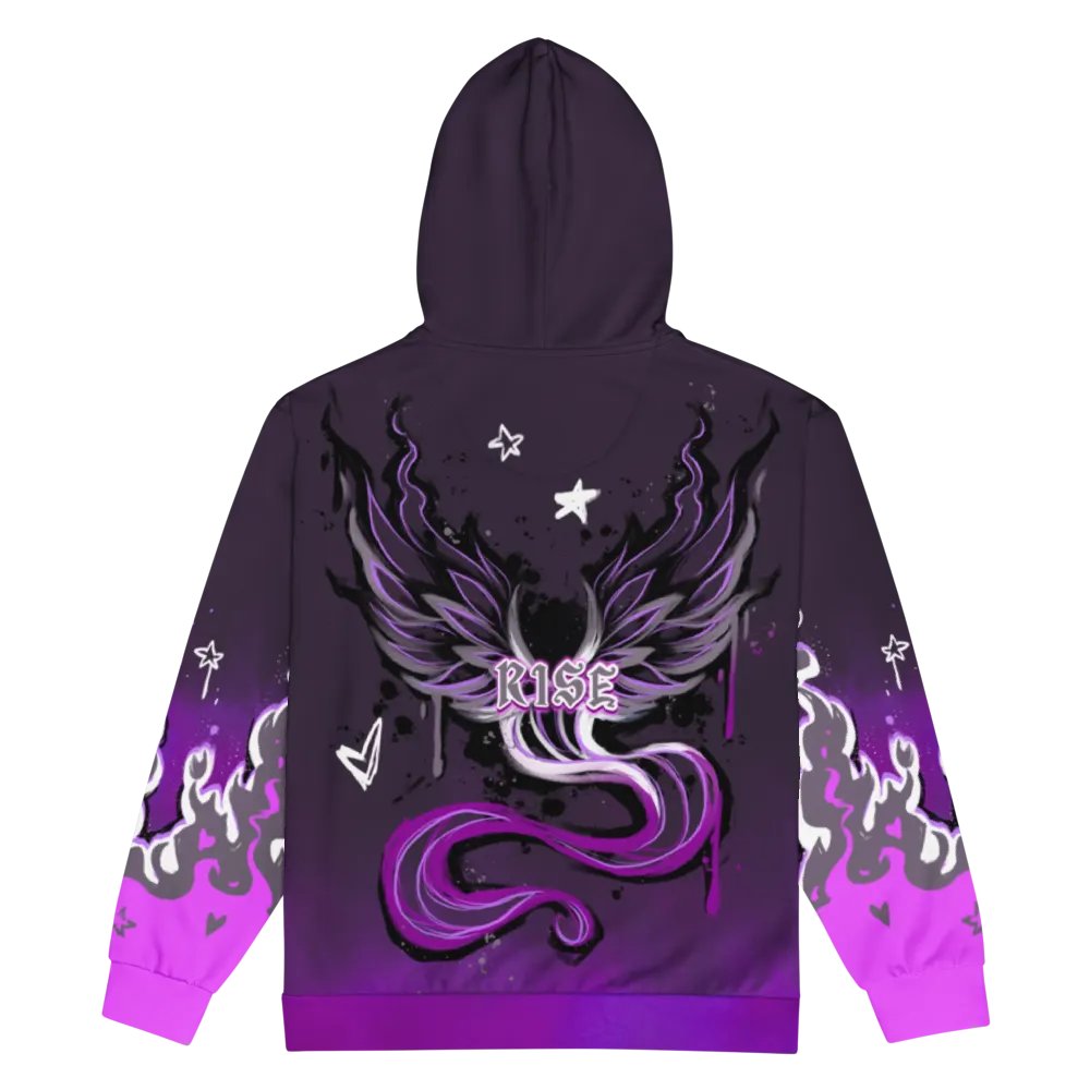 RISE Collection: Subtle Asexual Pride Phoenix Zip Hoodie - GRAY product image (4)