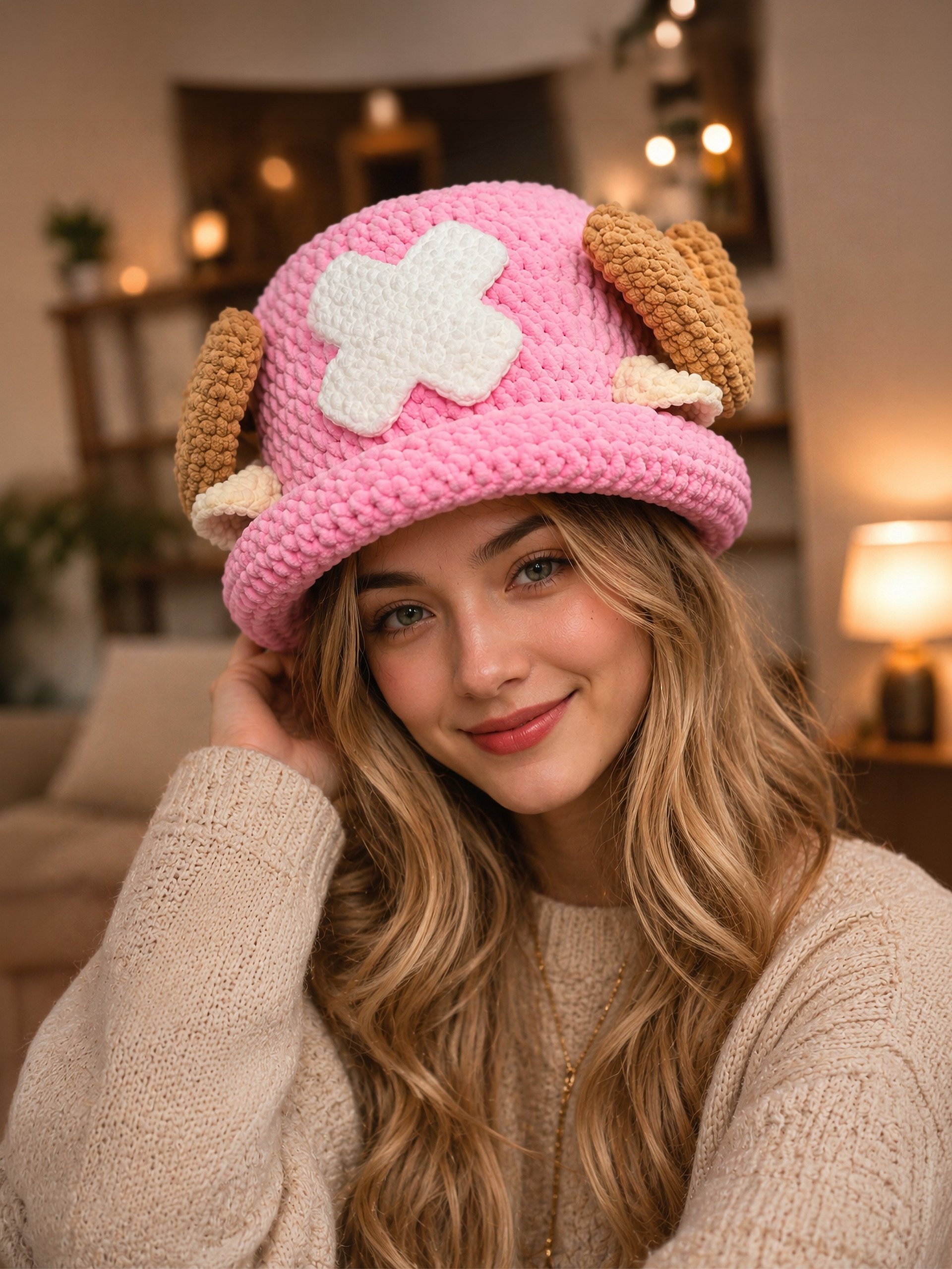 Crochet Plush Hat, Reindeer Doctor Pirate Inspired Beanie product image (8)