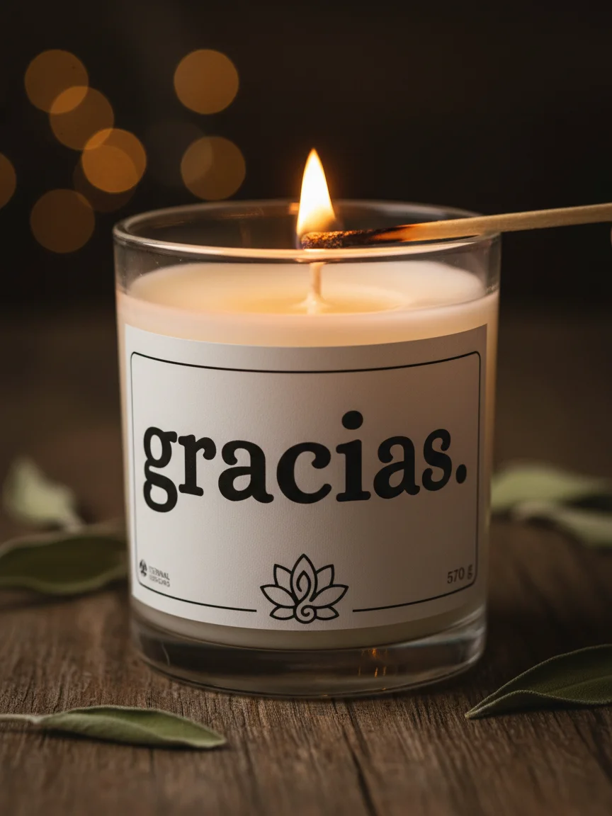 Vela de cera de soja "gracias." product image (4)