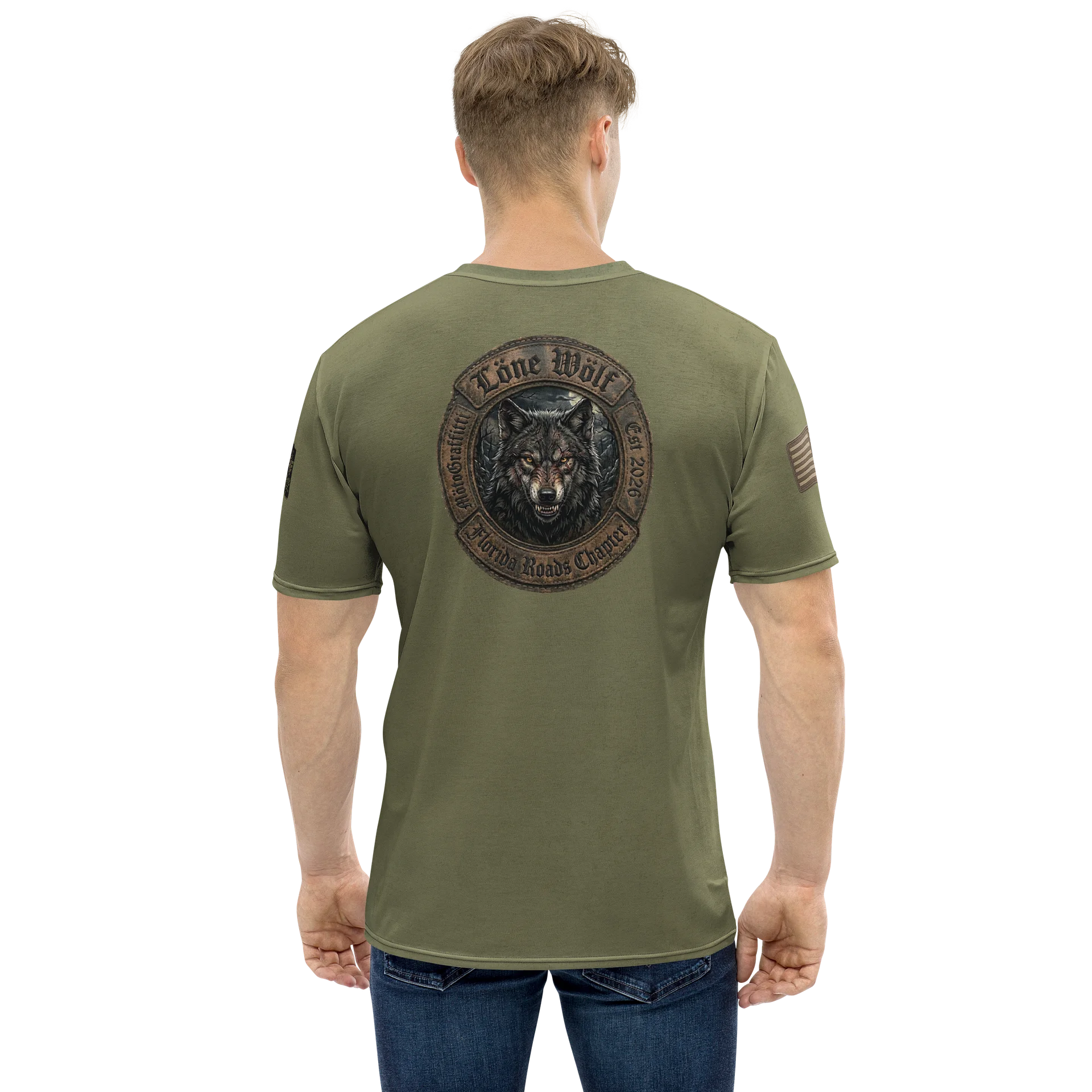 Lone Wolf MötoGraffitti Weathered OD Green Tee product image (1)