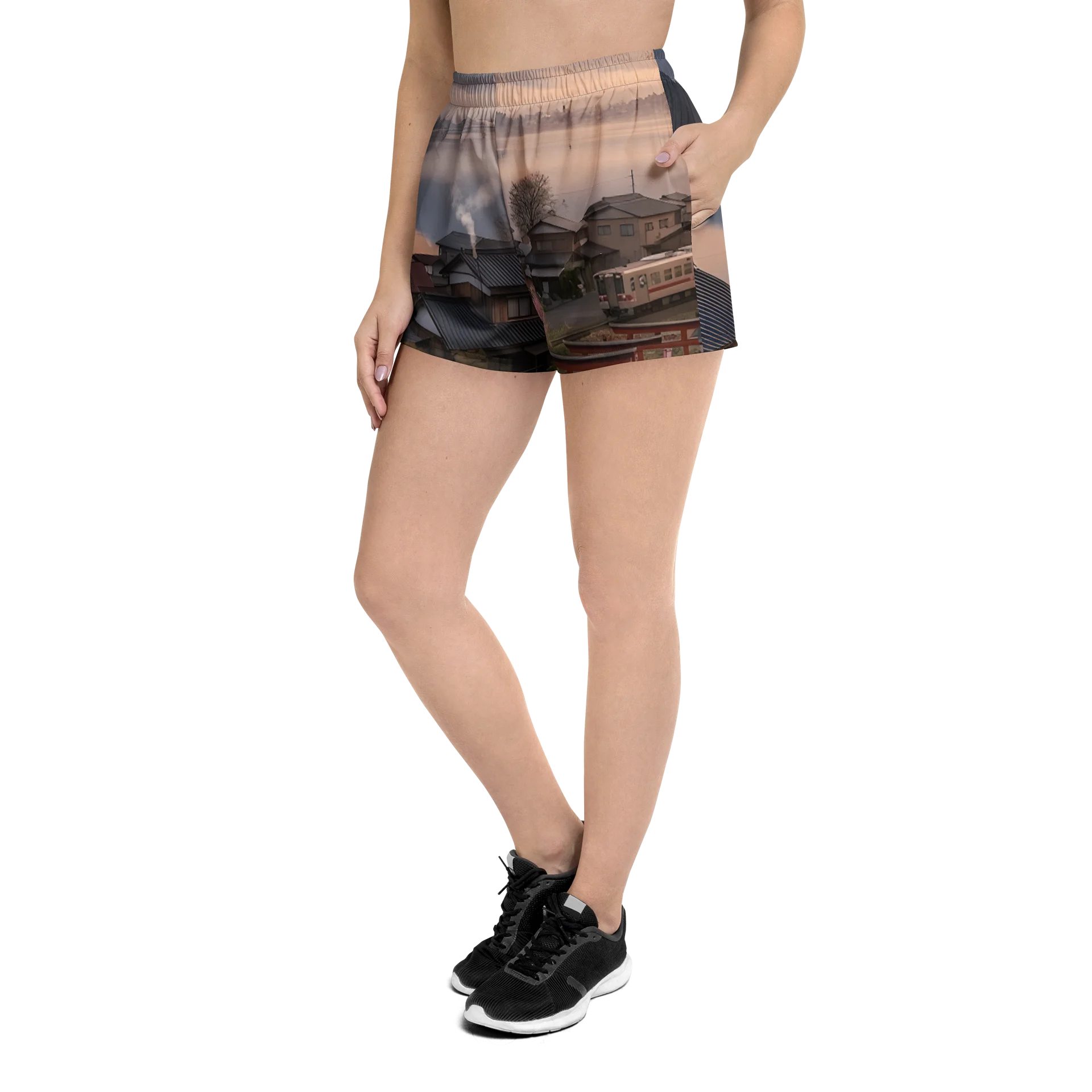 Mount Fuji Unisex Athletic Shorts | High-Waisted Workout Shorts product image (4)