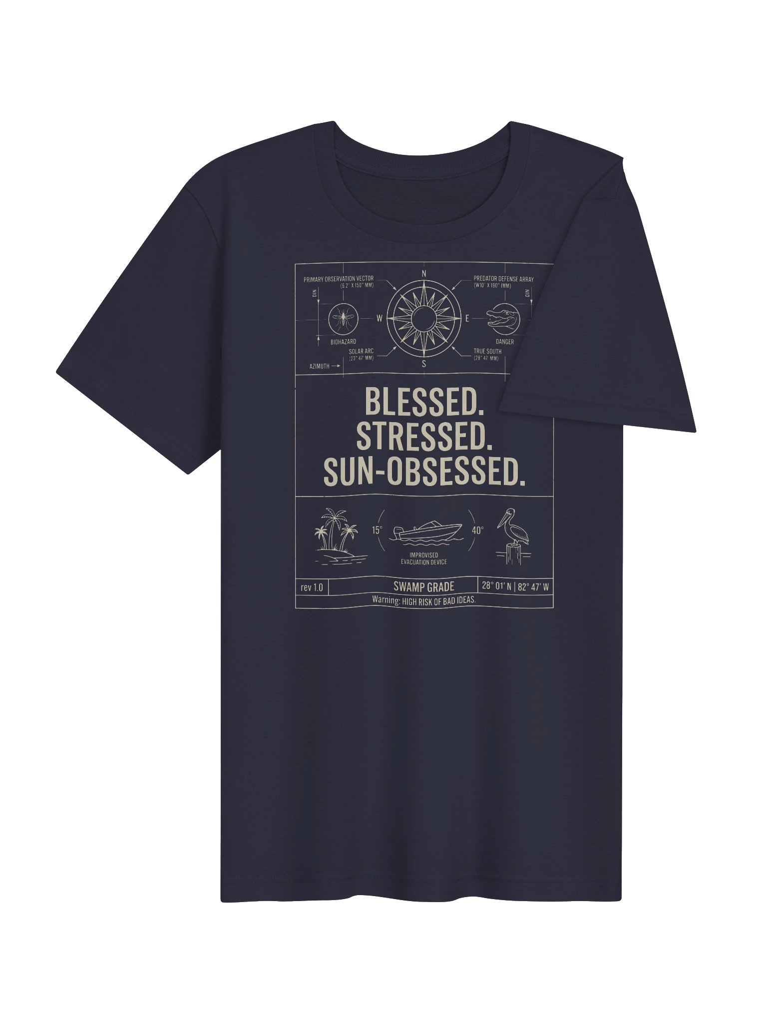 Florida Beach Vacation Shirt Sun-Obsessed Blueprint Design Tee product image (54)