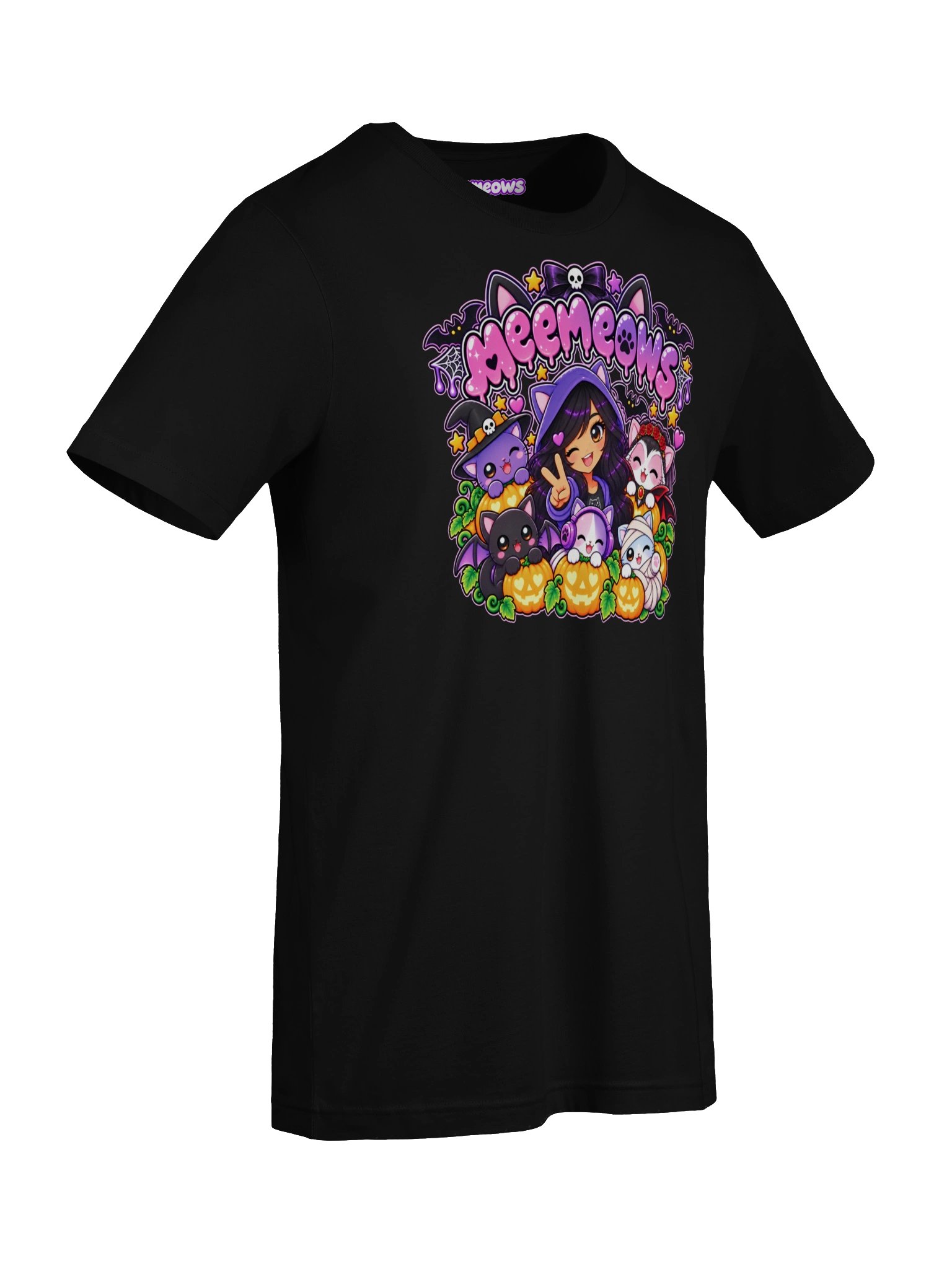 Meemeows Halloween Cat T-Shirt – Kawaii Pumpkins & Anime Girl product image (7)