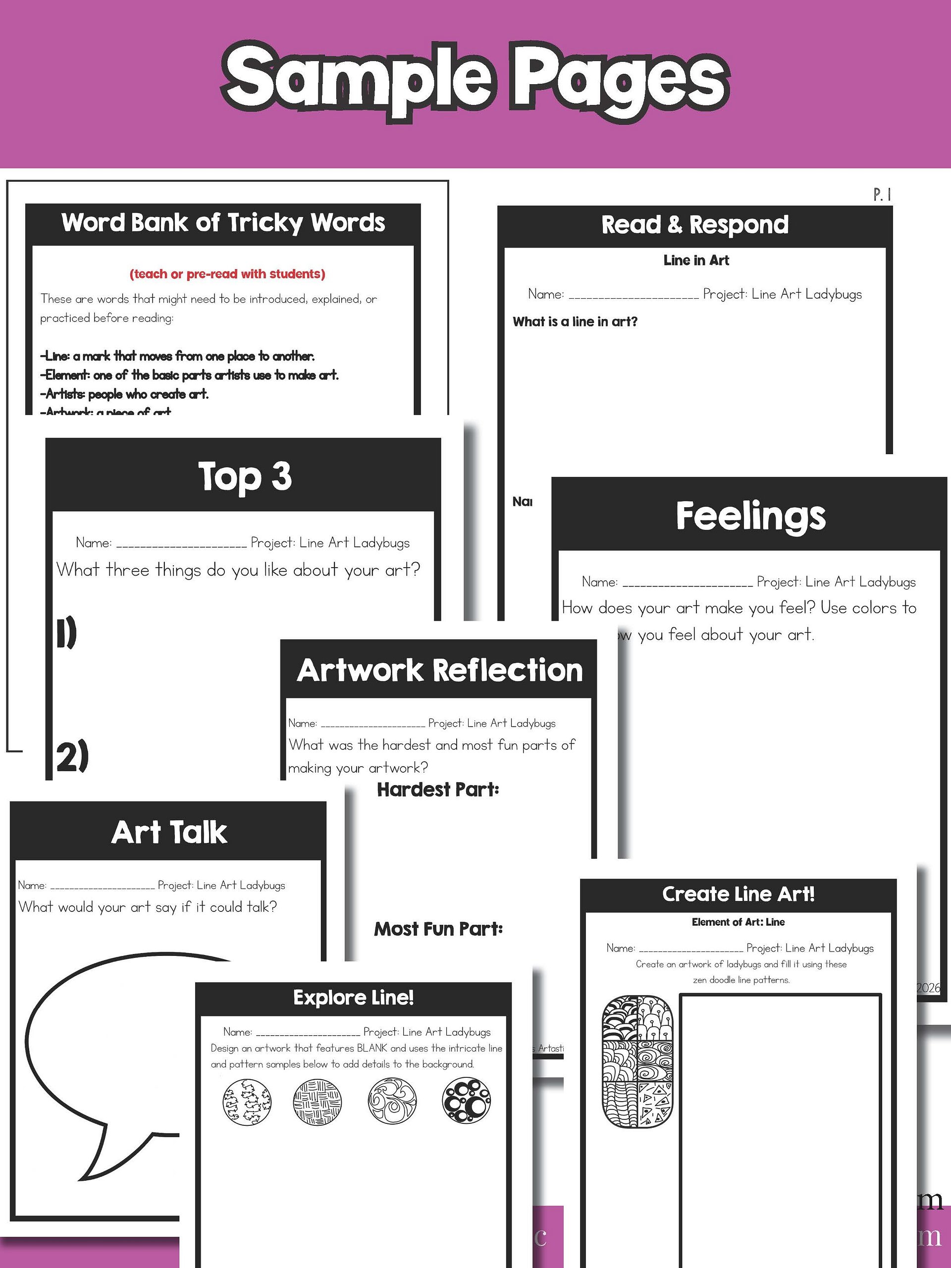 Line Ladybug Art Lesson 2nd Grade Types of Lines Art Project Ladybug Art Activity BTS product image (9)
