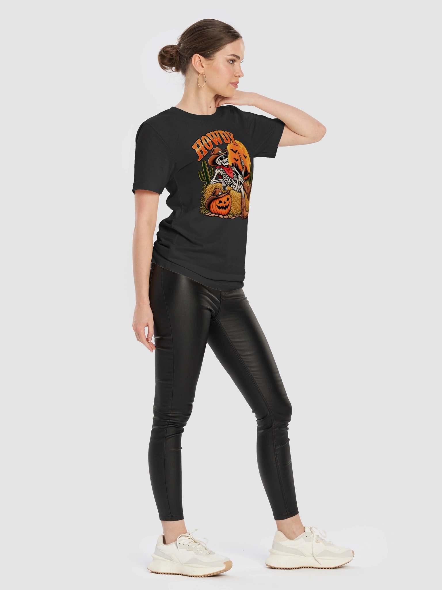 Howdy Texas Skeleton Cowboy Halloween Womens Shirt product image (11)