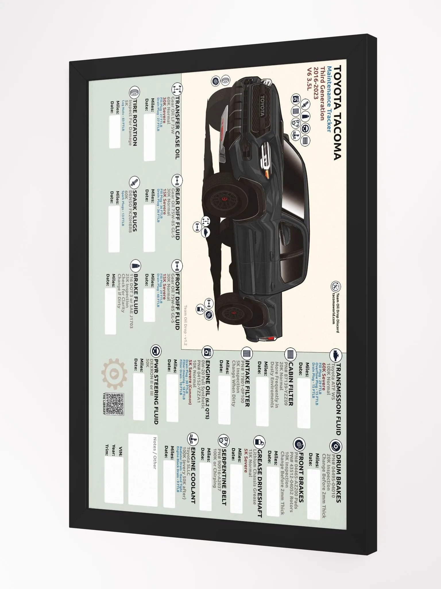 3RD GEN MAINTENANCE TRACKER V1.2 - Black (FRAMED) product image (3)