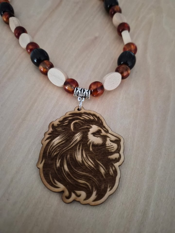 Beaded Lion Pendant Necklace product image (1)