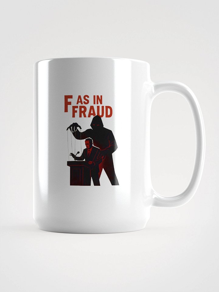 F as in fraud white glossy mug by dark alphabet product image (1)