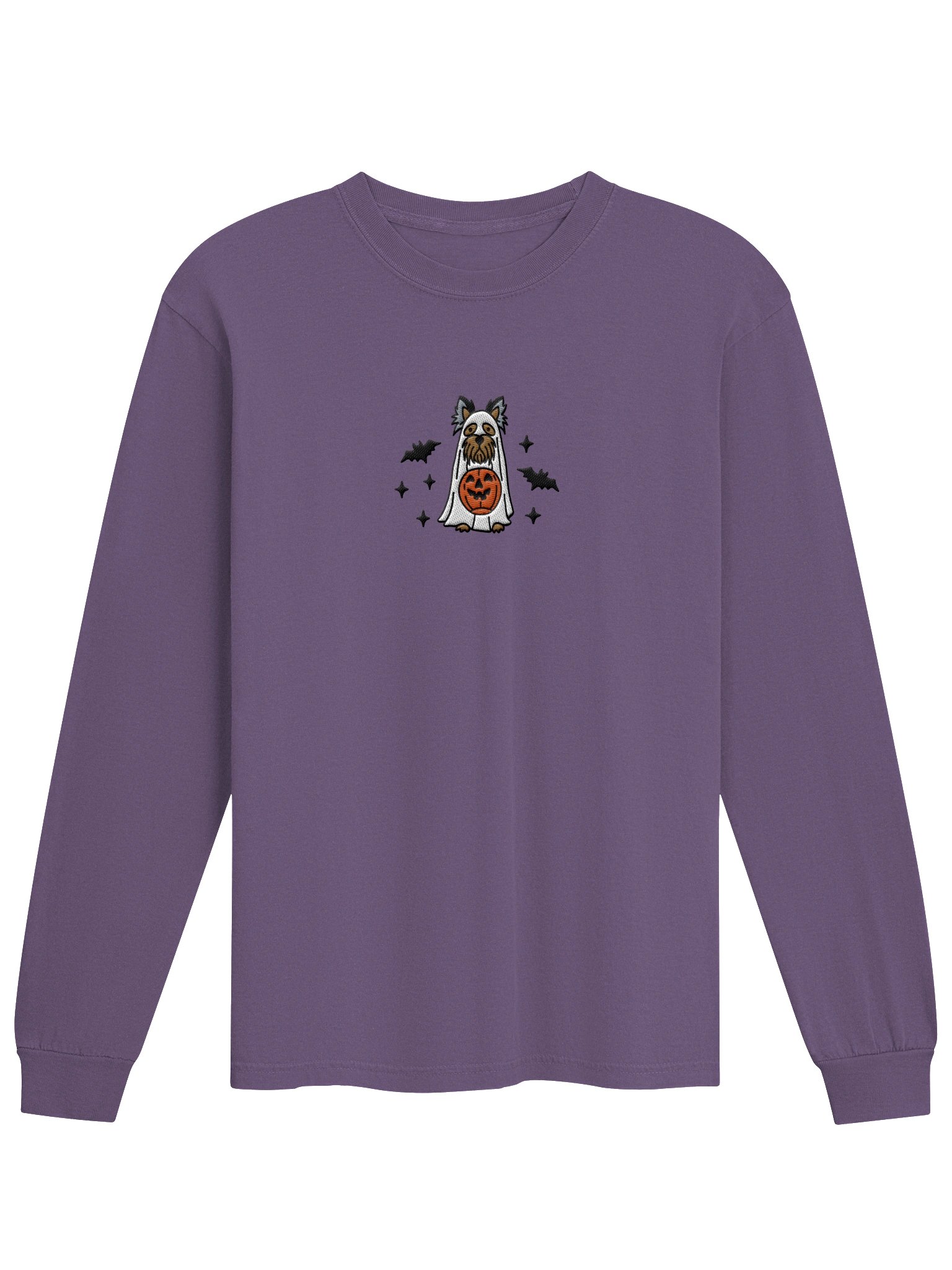 Halloween Yorkshire Terrier(Grey & Brown) Embroidered Long-Sleeve T-Shirt product image (17)