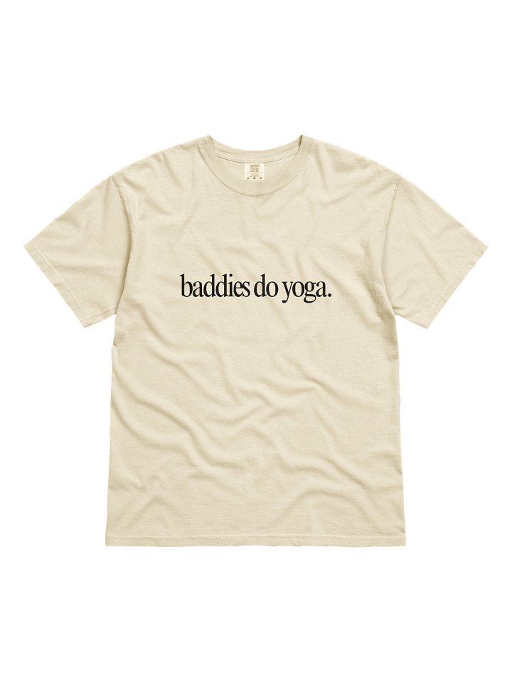 Minimalist "Baddies Do Yoga" Tee (Black Text) product image (1)