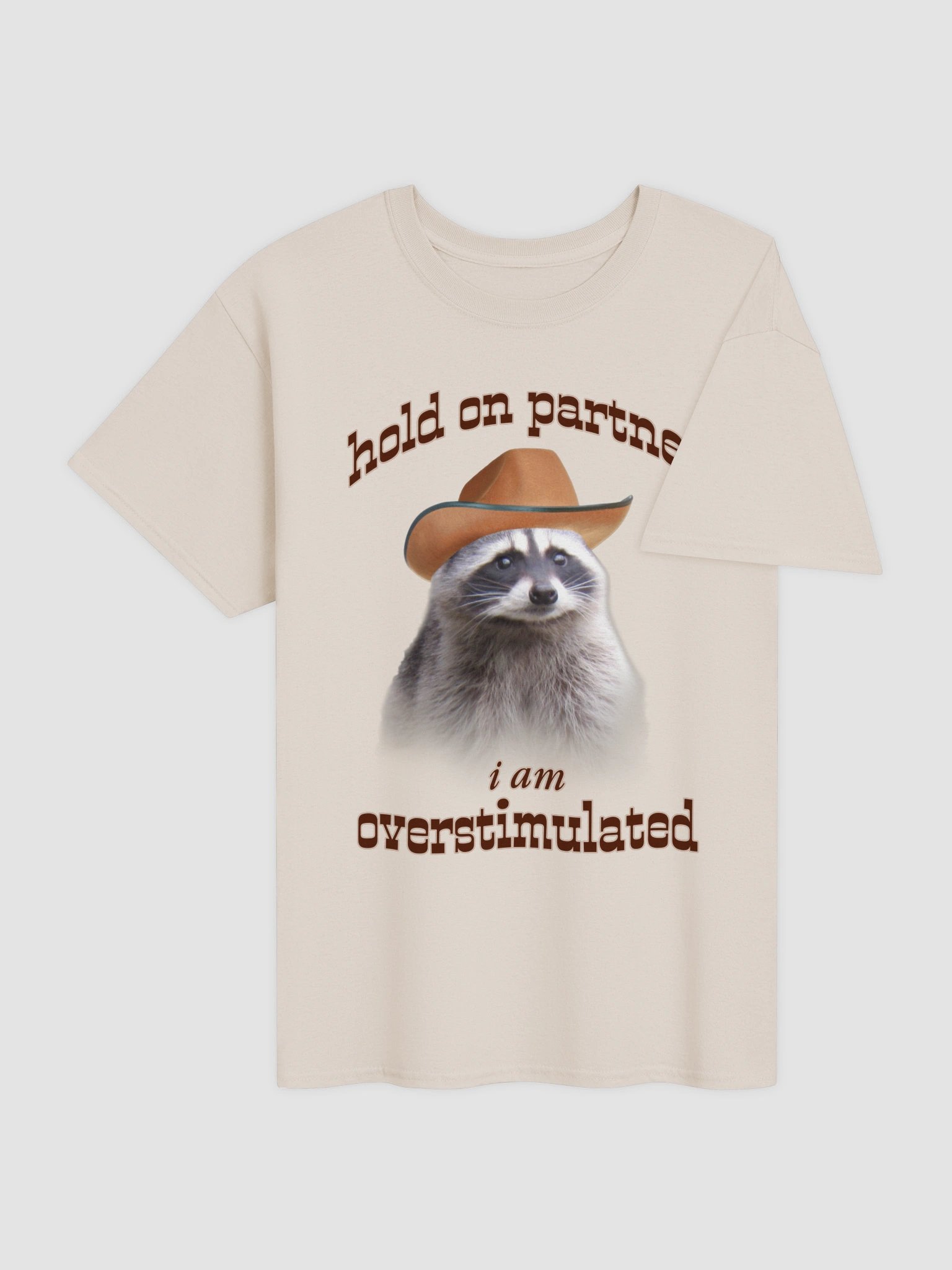 Hold On Partner I'm Overstimulated - Raccoon T-shirt product image (4)