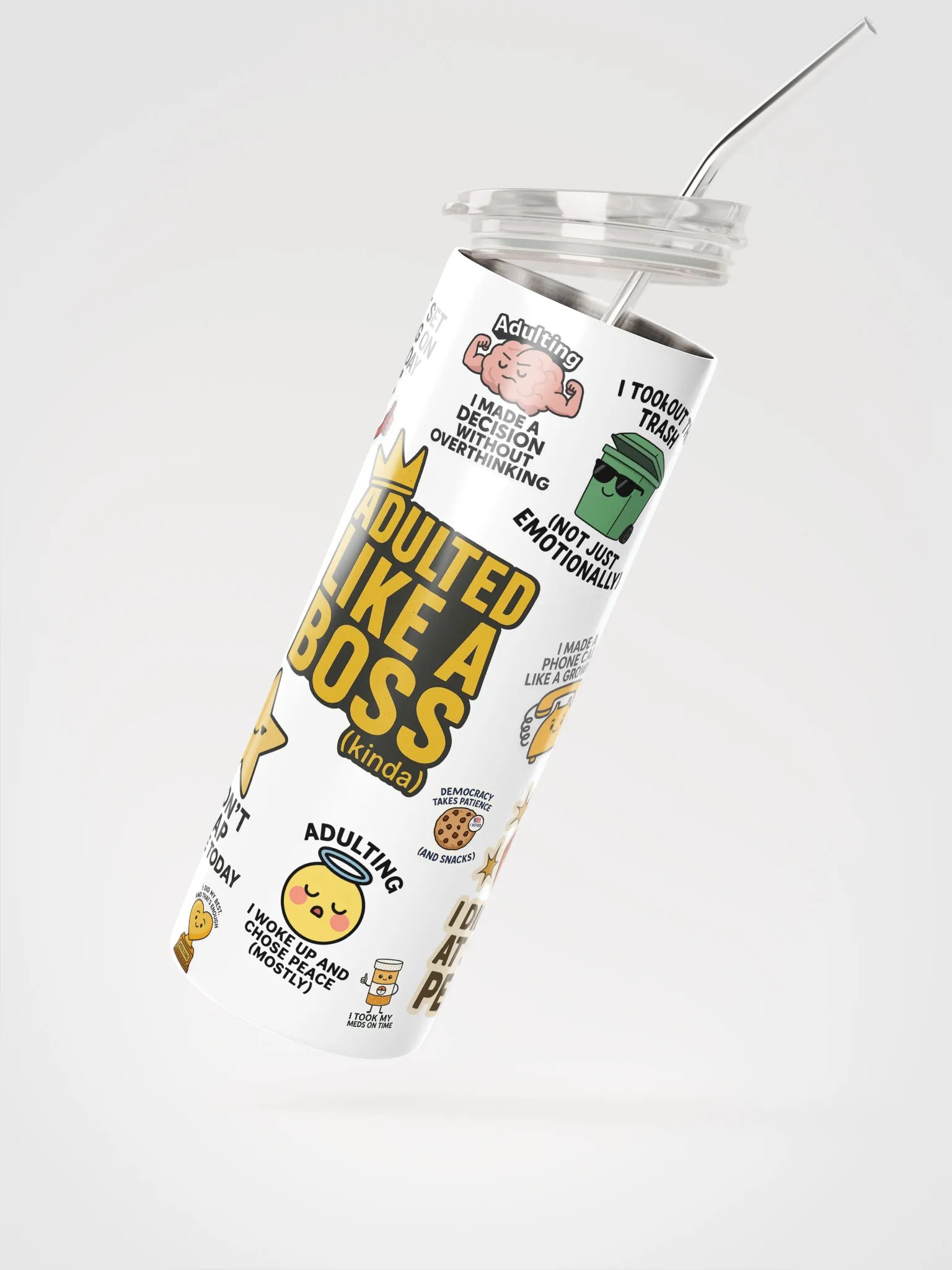 Humorous Adulting Stickers Tumbler product image (2)