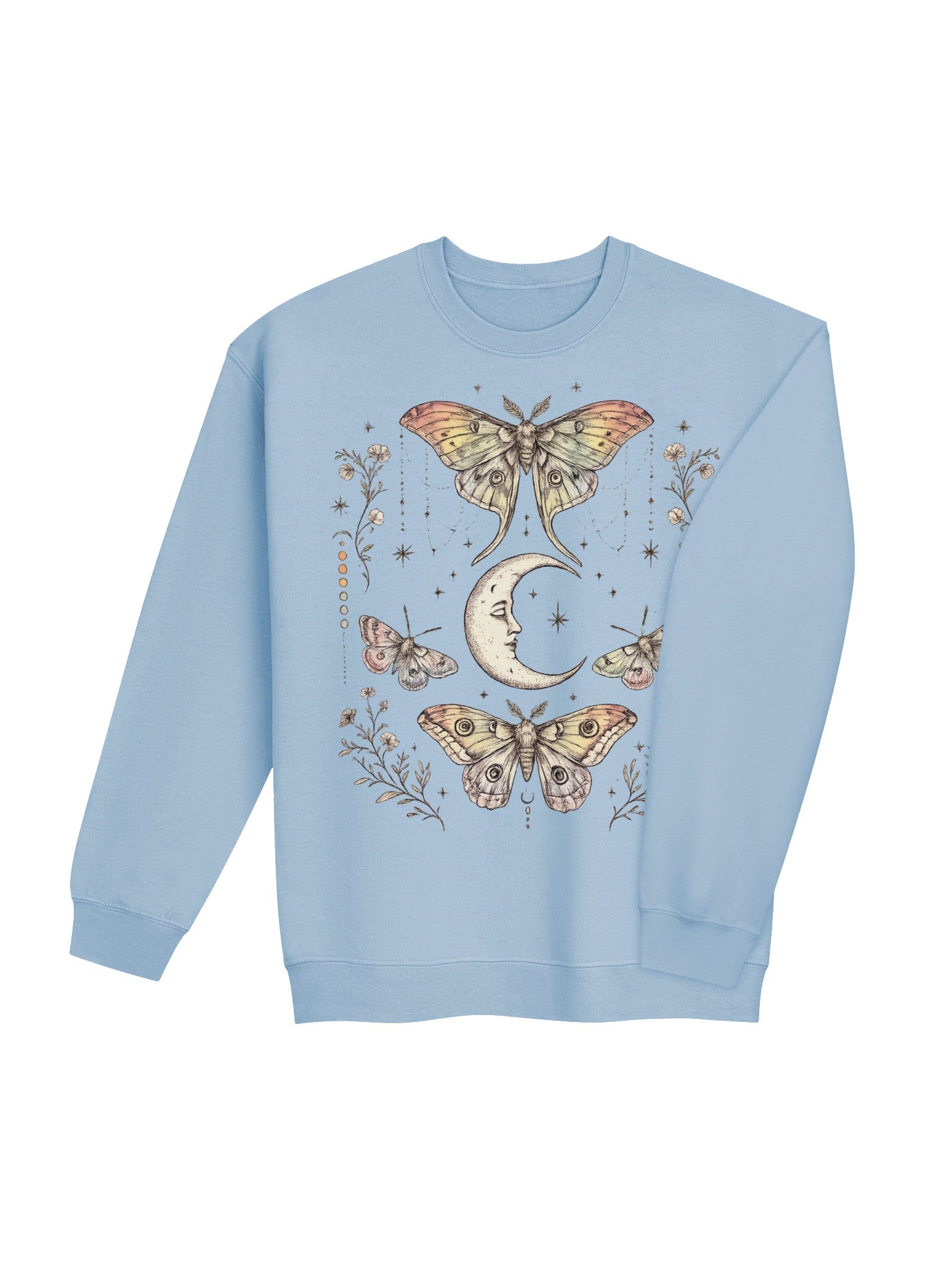 Luna Moth and Crescent Moon Sweatshirt, Mystical Celestial Design product image (6)