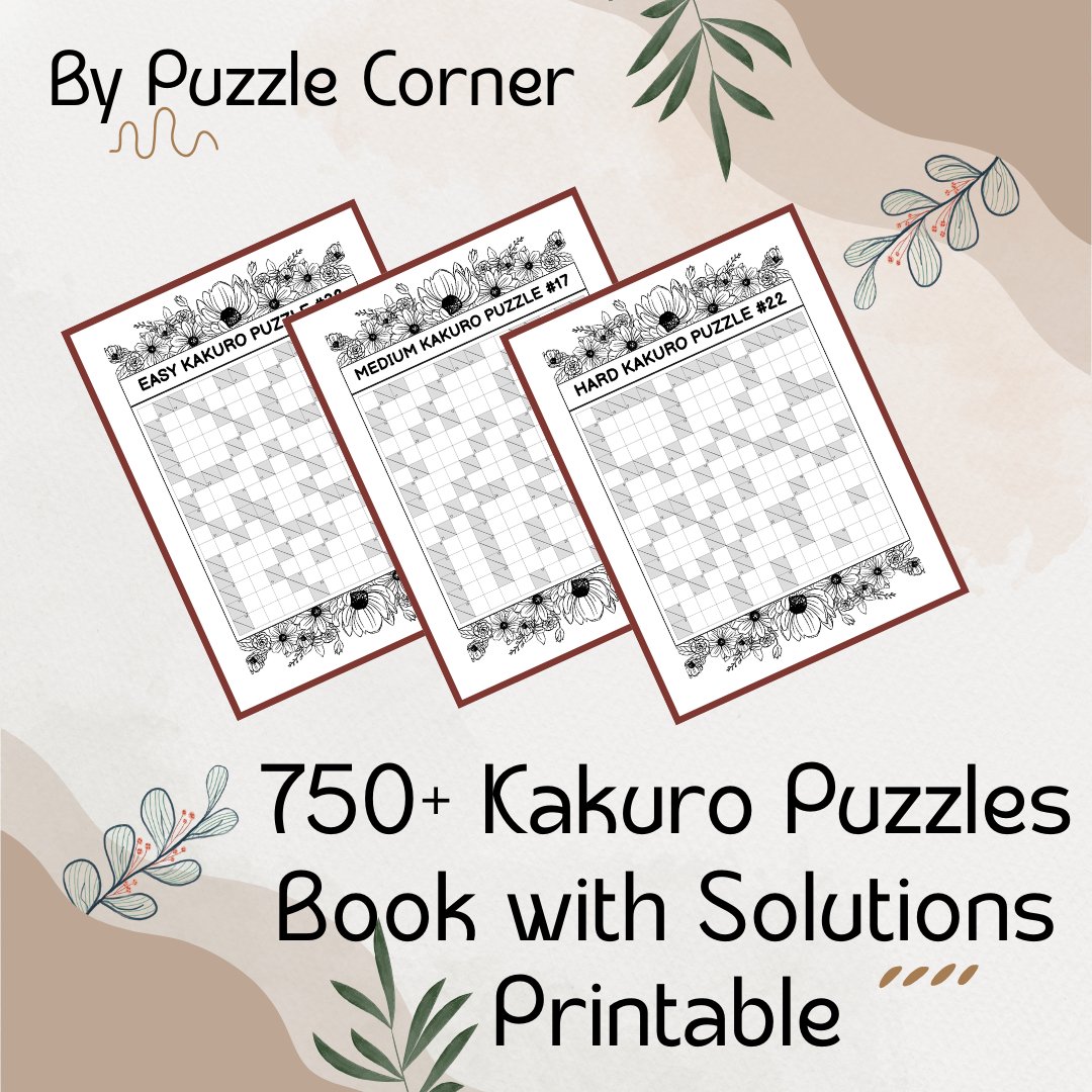 750 Kakuro Puzzles Printable (Digital Product) by Puzzle Corner product image (1)