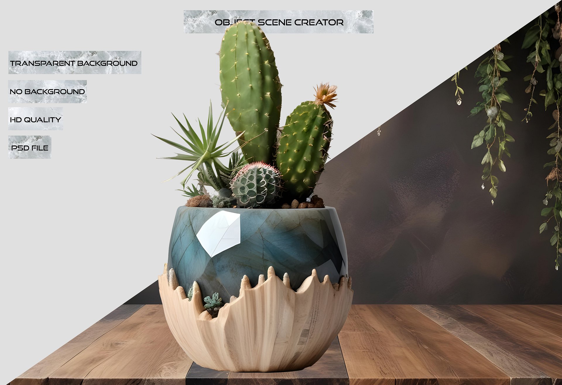 Celestial Grace – Sculptural Cactus Planter PNG product image (2)