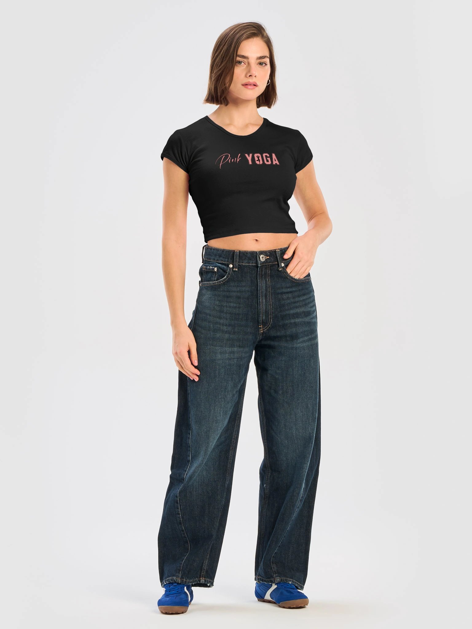 Pink Yoga Script Crop Tee product image (5)