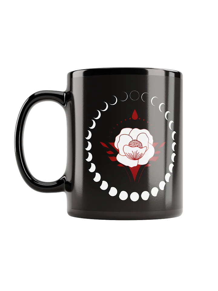 New Moon Cycle Floral Coffee Mug Black | Well Women Rising product image (1)