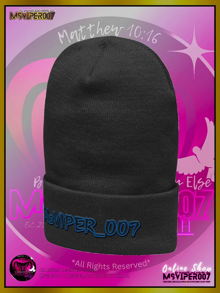Cuffed Beanie [ Embroidered Design(s) ] - "MsViper_007™ Brand [blue/blk] - Support&Sport" Stylish Beanie by Anna H. product image (2)