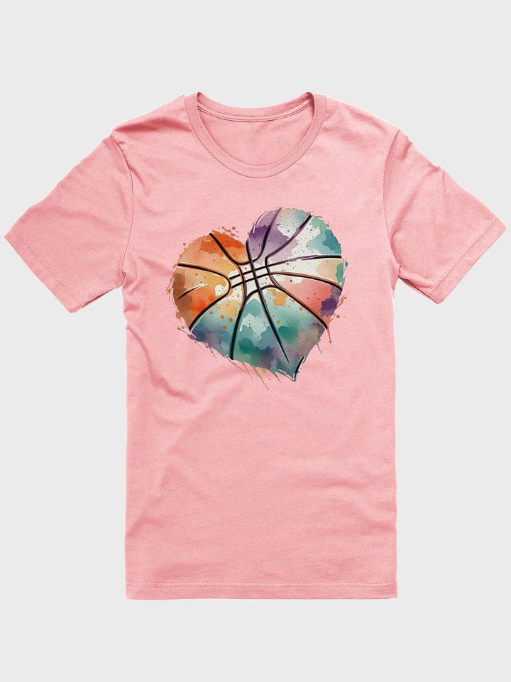 Heart Pastel Basketball Swirling Hoops Watercolor T-Shirt product image (1)
