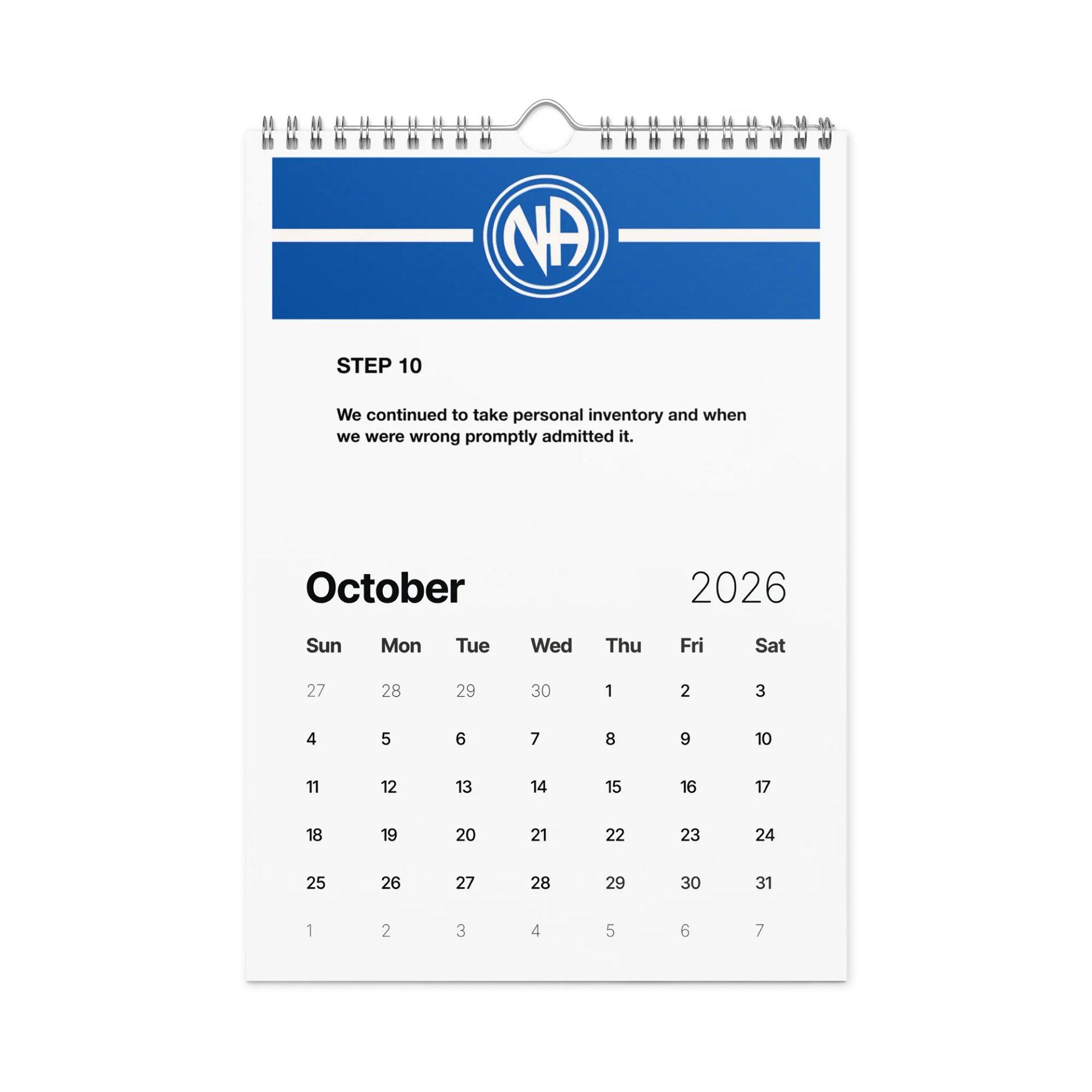 NA Basic Wall Calendar 2026 – Narcotics Anonymous Monthly Calendar for Planning & Recovery product image (10)