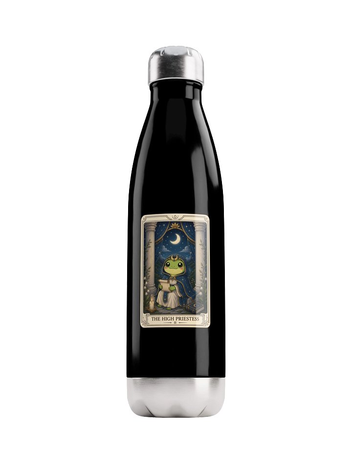 Premium Stainless Steel Tarot Frog 17Oz Water Bottle | Featuring Iconic "The High Priestess" Artwork from the "Tarotoads!" Collection by Everbright Studio product image (1)