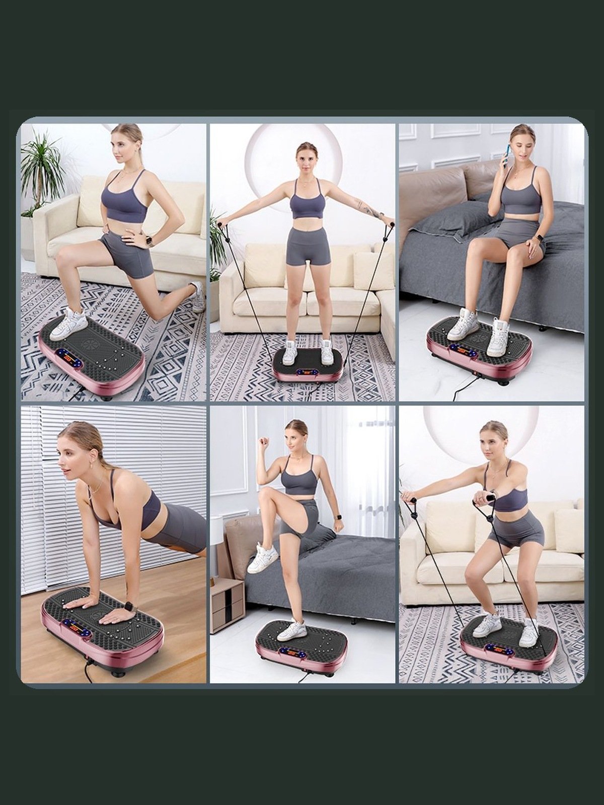 Rose Pink Vibration Plate Fitness Platform with Remote & Resistance Bands product image (3)