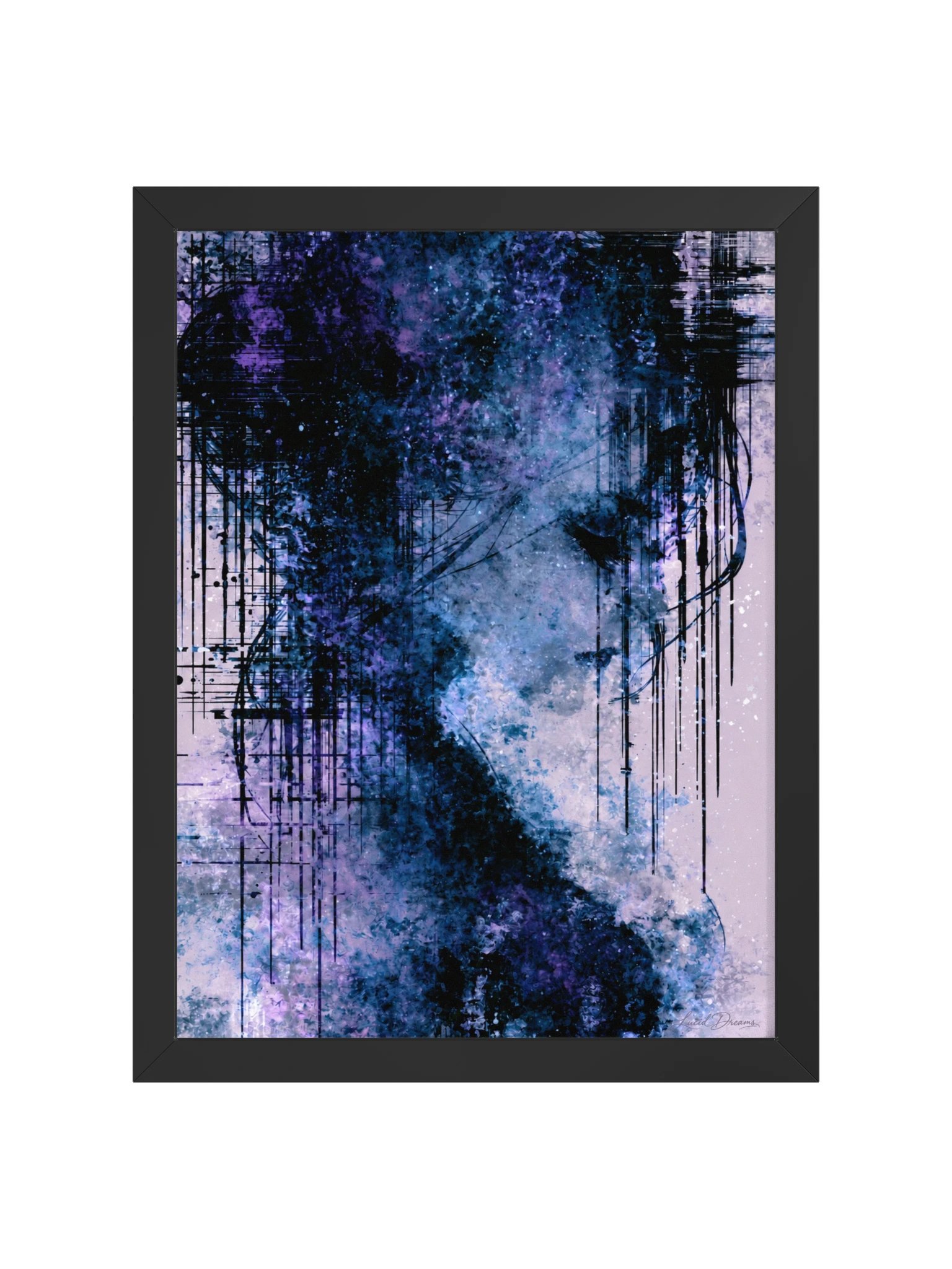 Abstract Blue Portrait Framed Art Print — Echoes in the Static product image (5)