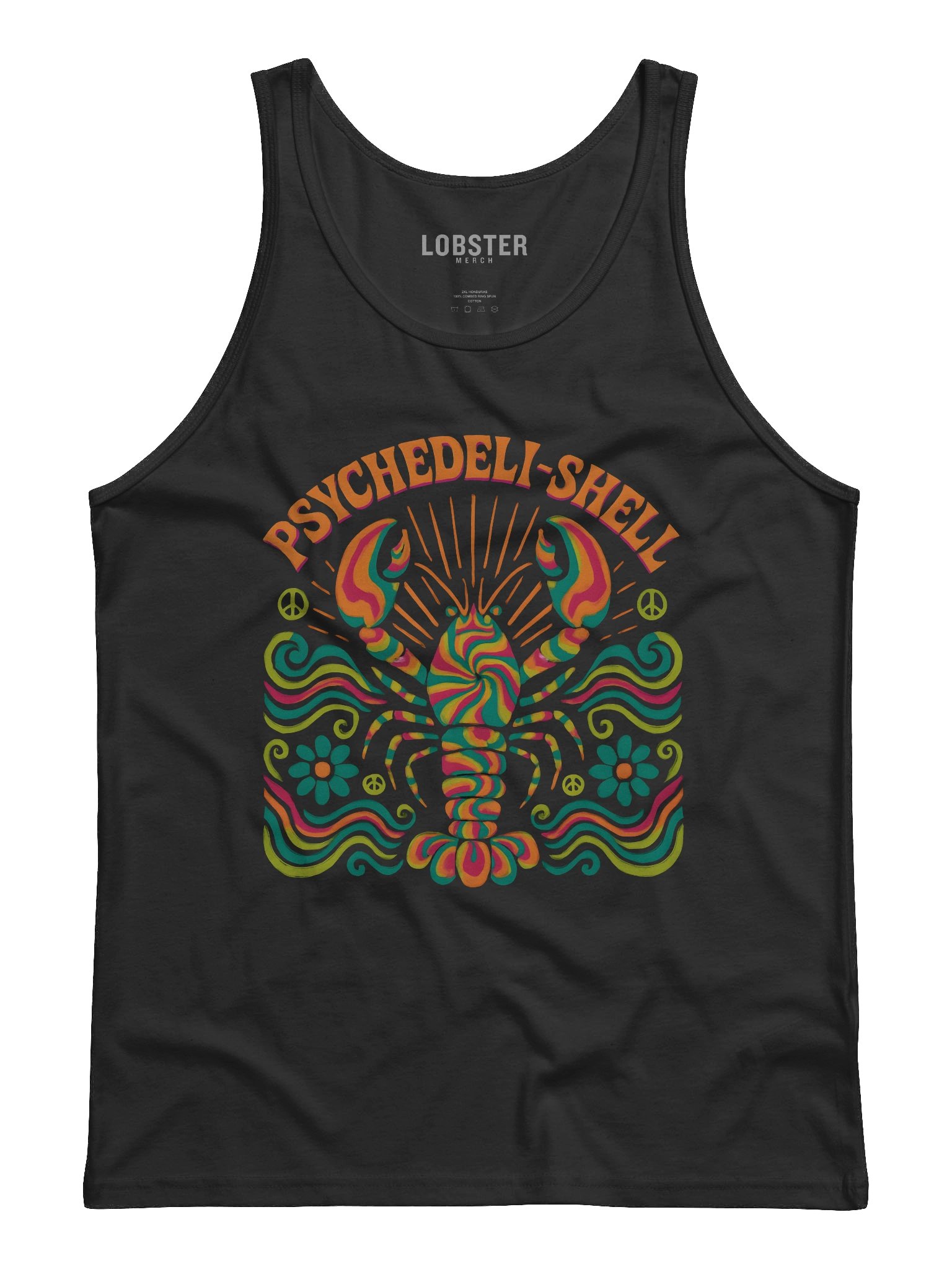 Psychedeli-shell Tank Top | 70s Hippie Lobster Psychedelic Tee product image (2)