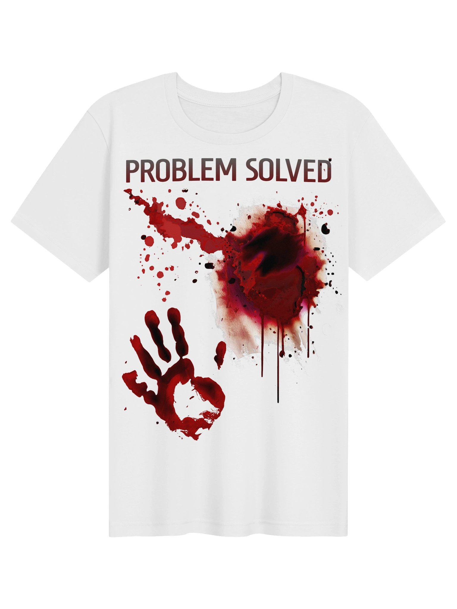 Problem Solved Blood Splatter Shirt – Bloody Handprint Zombie Gore Horror Tee product image (1)