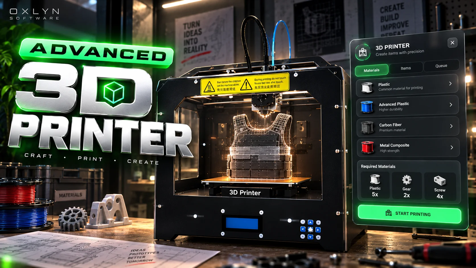 FiveM 3D Printer Script | Prints While You're Offline | Weapons, Battery & Admin [ESX/QBCORE/QBOX] product image (1)
